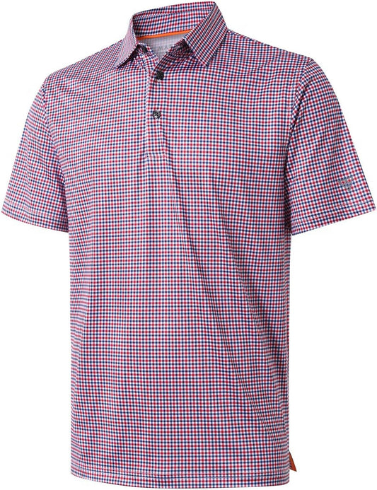 Men's Golf Polo Shirts Short Sleeve Striped Performance Moisture Wicking Dry Fit Golf Shirts for Men