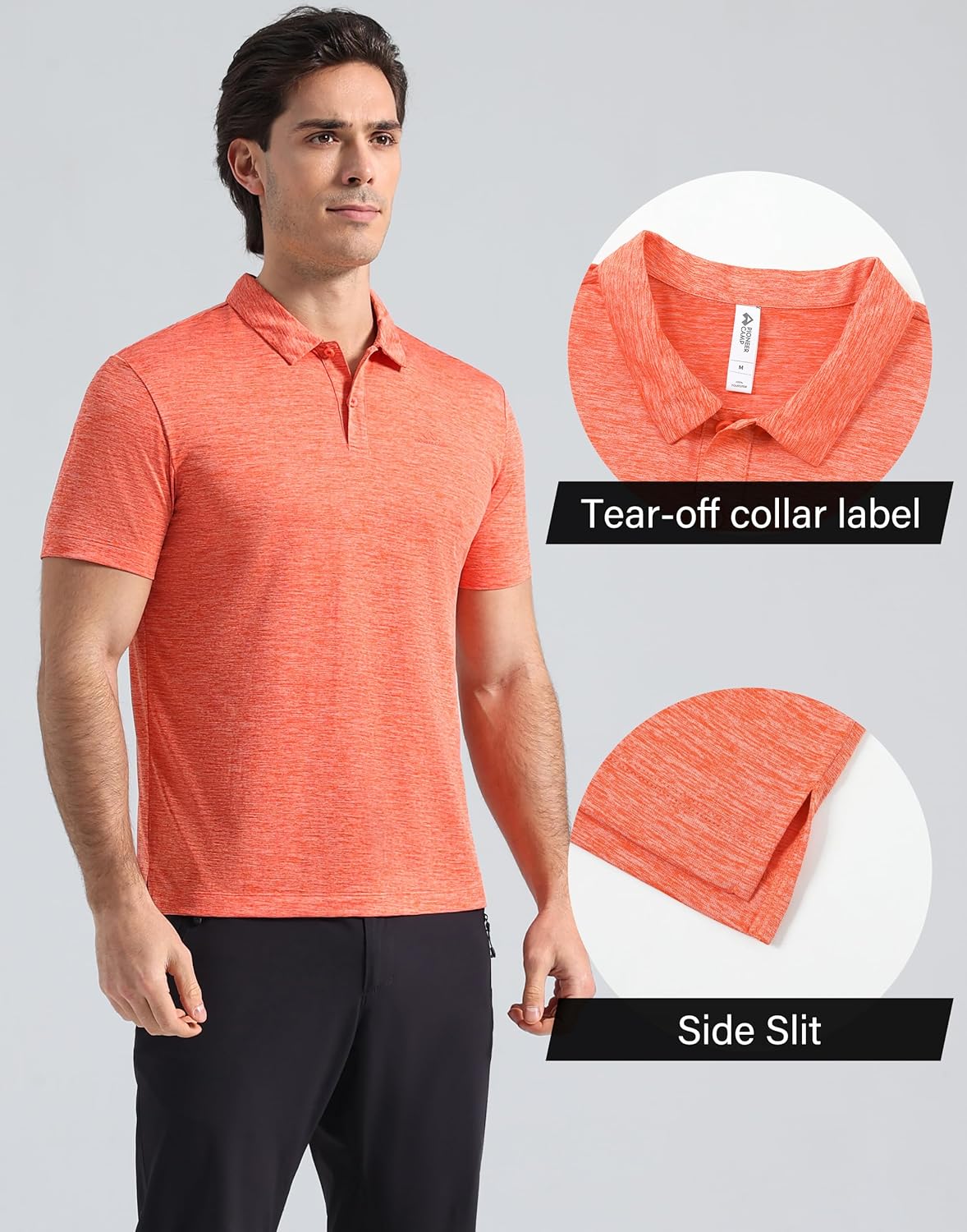 Pioneer Camp Men's Golf Shirt UPF 50+ Quick Dry Polo Shirts Short Sleeve Moisture Wicking Performance Tees Collar Work Shirts