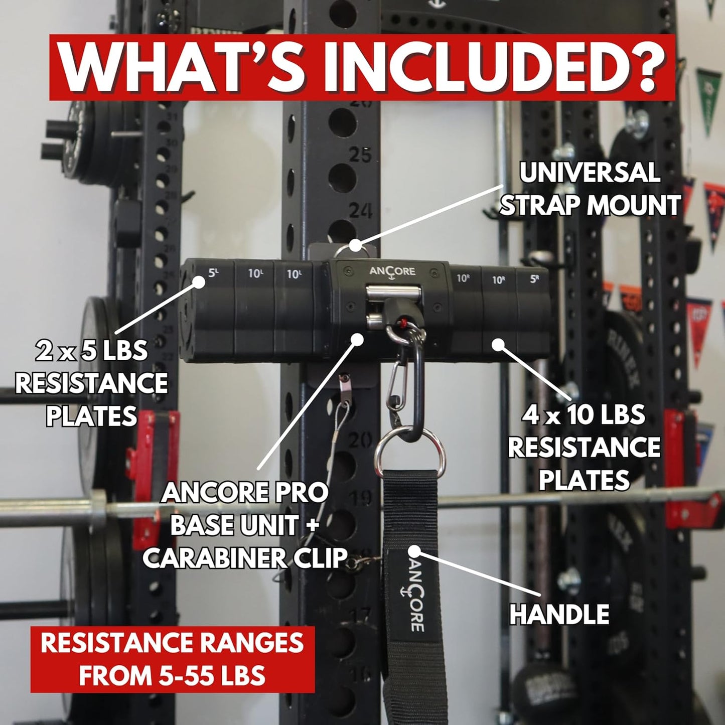 Ancore Pro: Home Gym Cable Machine | Portable Workout System for Strength Training | Comes with Mount for a Squat Rack or Pole | Full-Body Workout | Used by 100+ Pro Teams