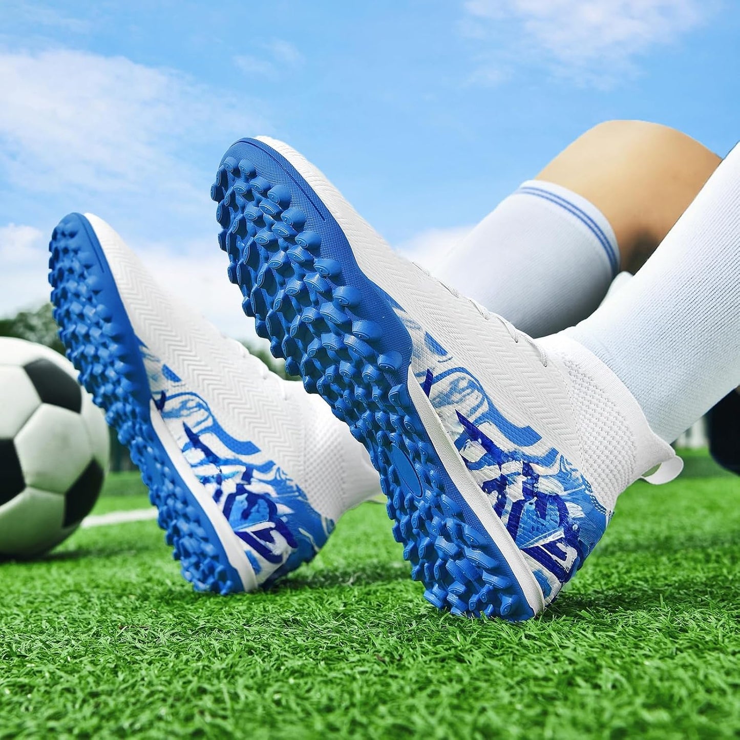 Indoor Soccer Cleats Mens Womens Turf Soccer Cleats Wide Socer Shoes FG AG TF High Ankle Football Boots