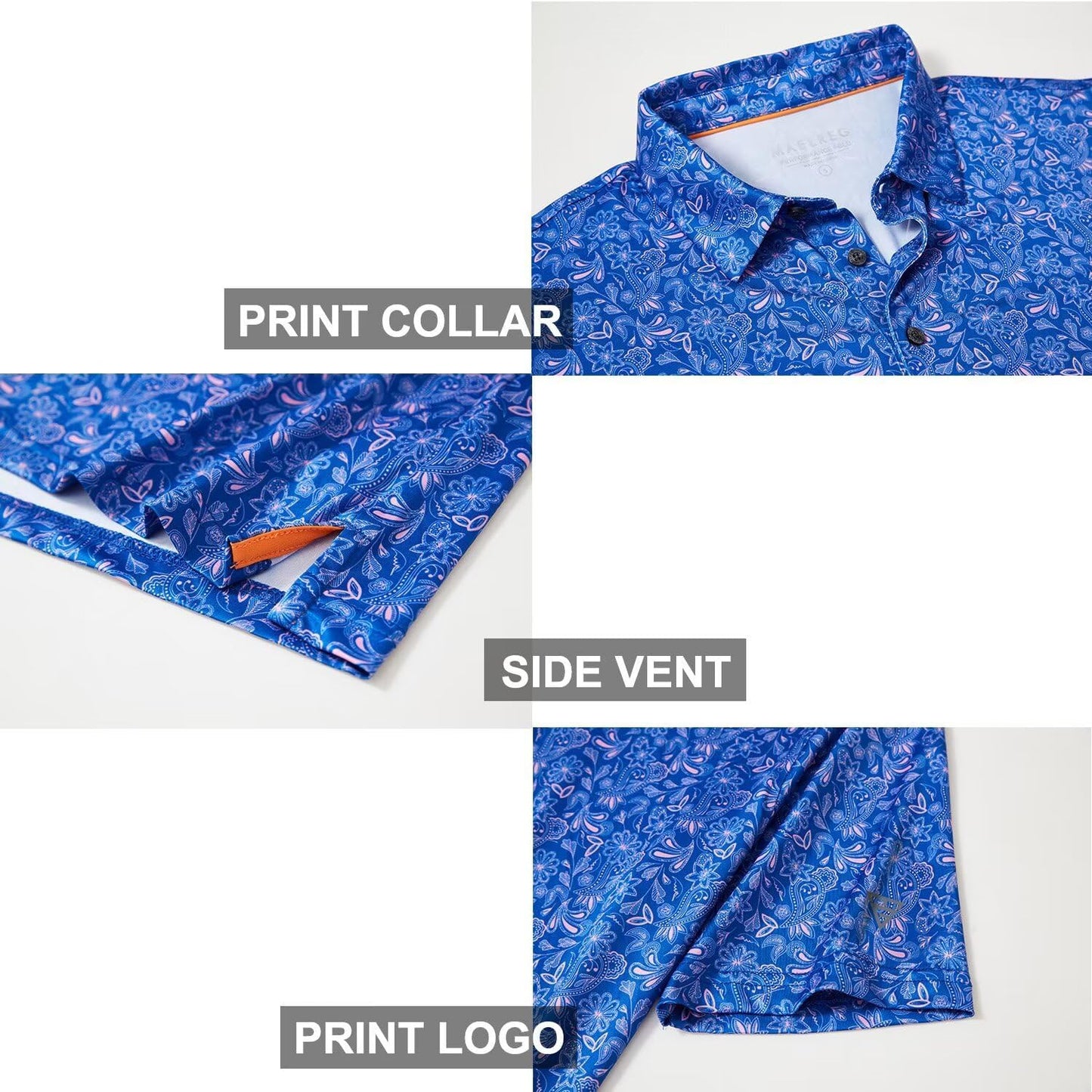 Men's Golf Polo Shirts Short Sleeve Striped Performance Moisture Wicking Dry Fit Golf Shirts for Men