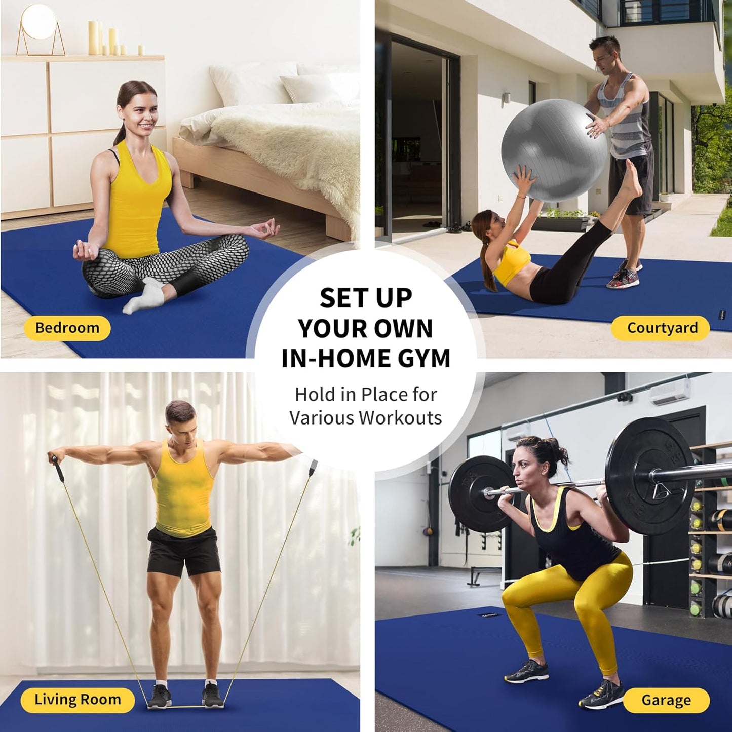 CAMBIVO Large Exercise Mat for Home Workout, 8'x6'/7'x5'/6'x4' (7 mm) Extra Thick Exercise Mat for Home Gym, Shoe-Friendly, Non-Slip Gym Mat for Jump Rope, Weights, Cardio, Fitness