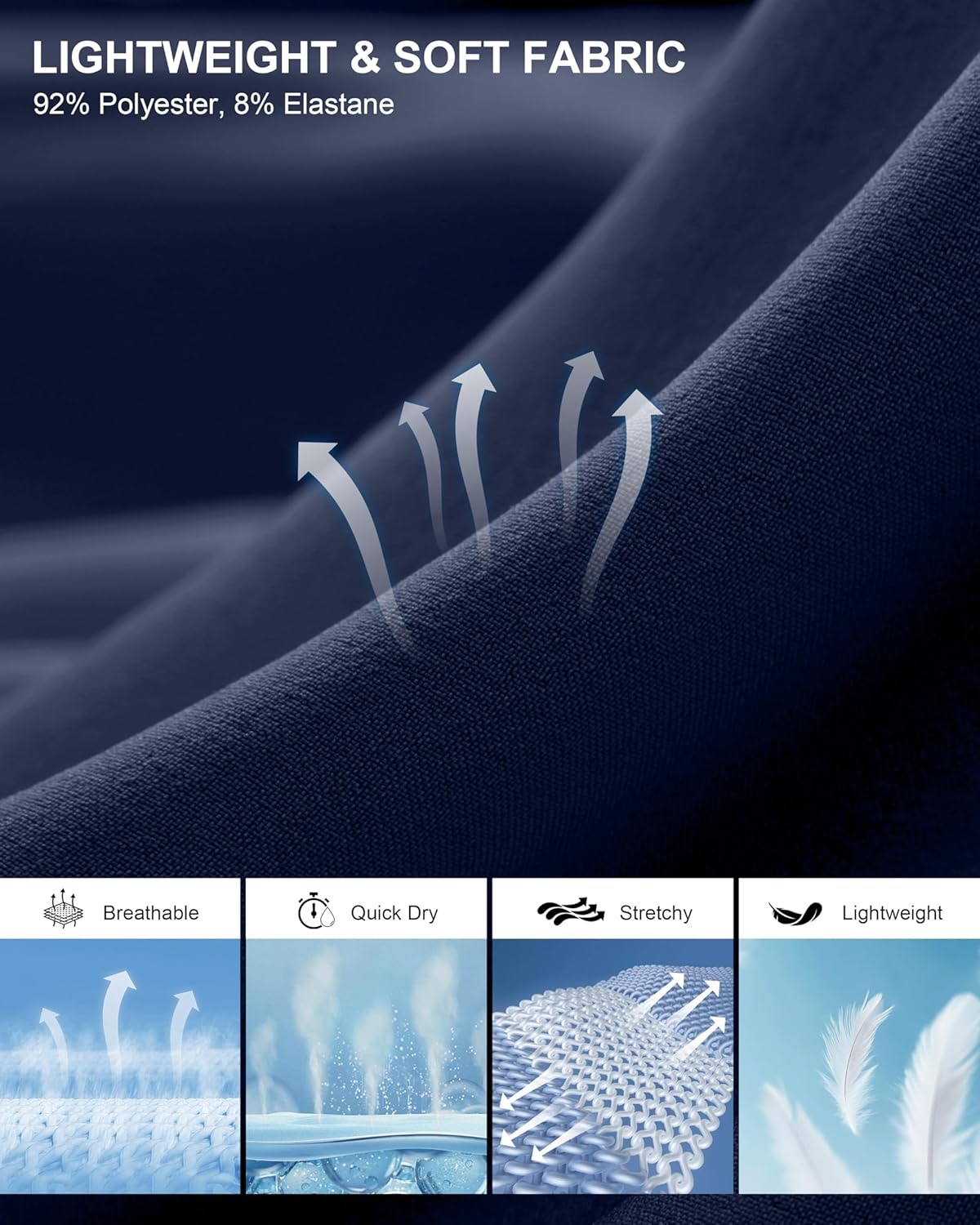 Pudolla Men's Casual Shorts 7"/9" Lightweight Golf Shorts with 3 Pockets Stretch Quick Dry Comfy Work Shorts