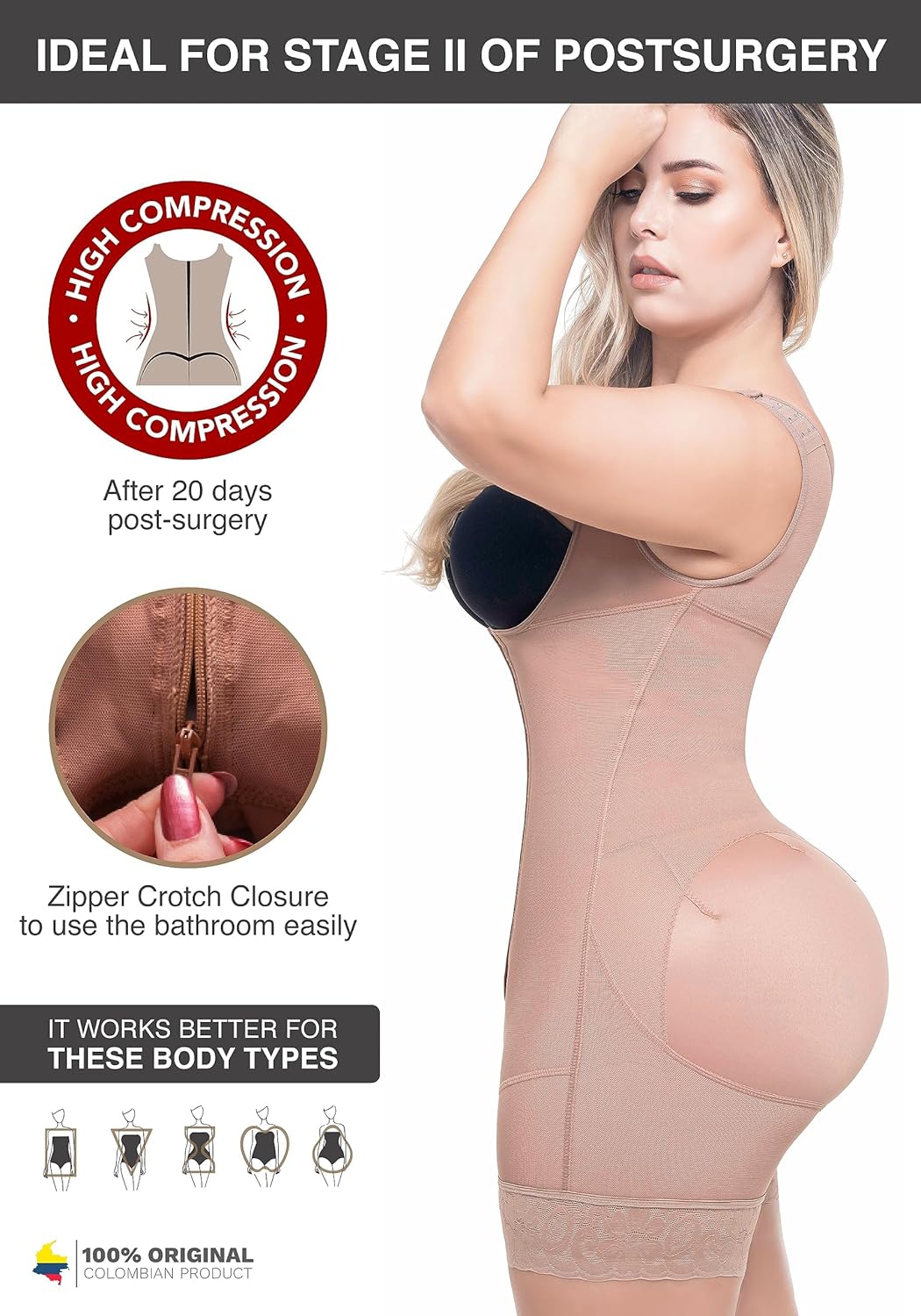 Sonryse Tummy Tuck Compression Garment for Women Fajas Colombianas Reductoras y Moldeadoras Stage 2 Faja