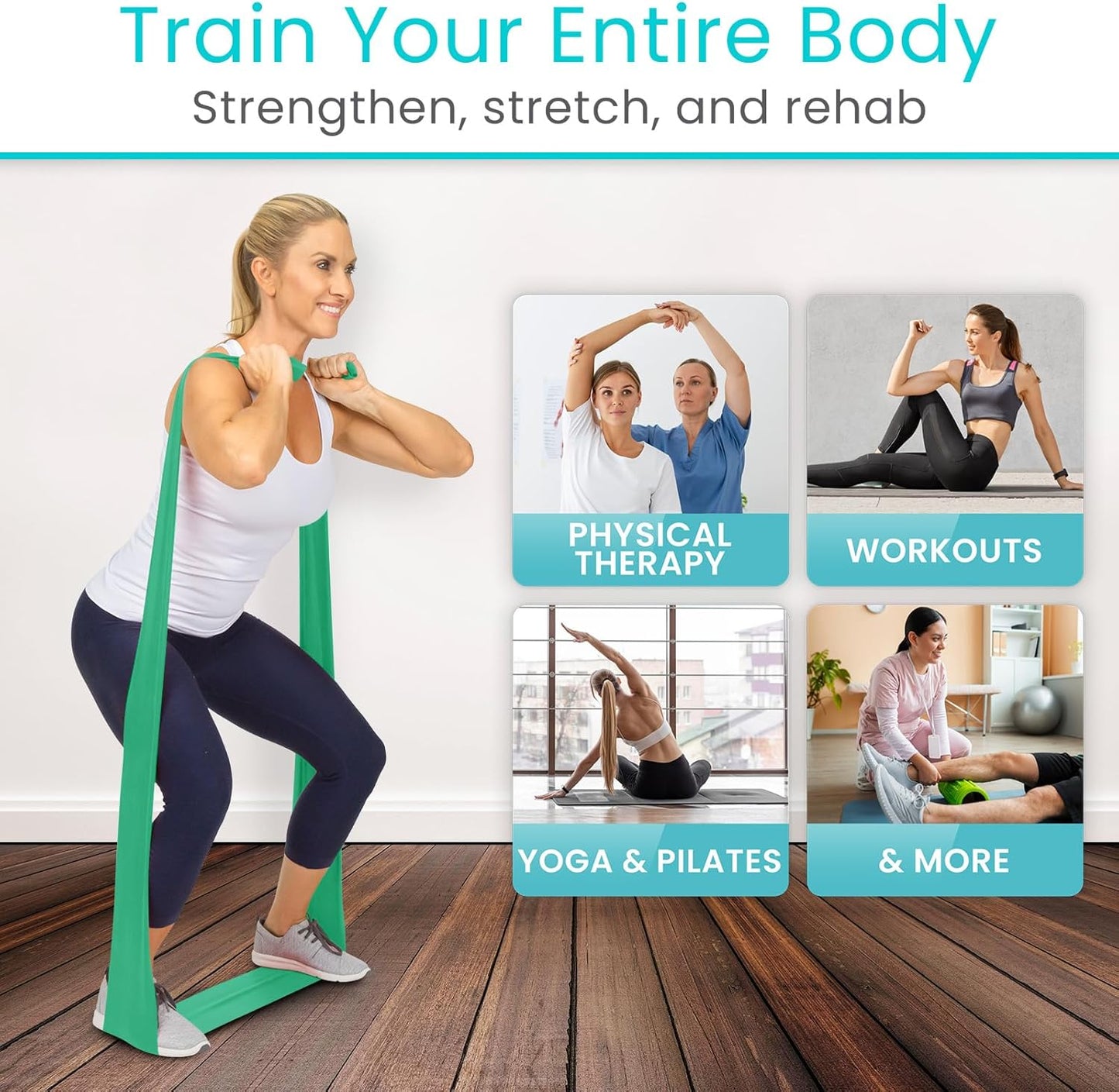 Vive Professional Resistance Bands - 25 Yard Non-Latex Roll for Physical Therapy, Lower and Upper Body Exercise Workout - Straight Elastic for Strength Training, Rehabilitation, Women, Men