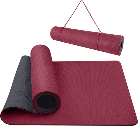 IUGA Yoga Mat Non Slip Anti-tear Pilates Mat Eco Friendly Hot Yoga Mats Thick for Workout & Exercise(72"x 24"x 6mm)