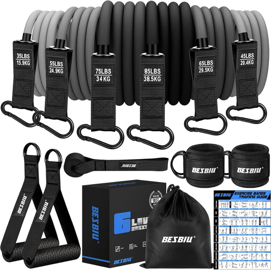 Heavy Resistance Bands for Working Out, 300lbs/360lb/420lb Exercise Bands Workout Bands with Handles, Door Anchor, Ankle Straps, Home Gym Workout Equipment for Men Fitness Strength Training Stretching