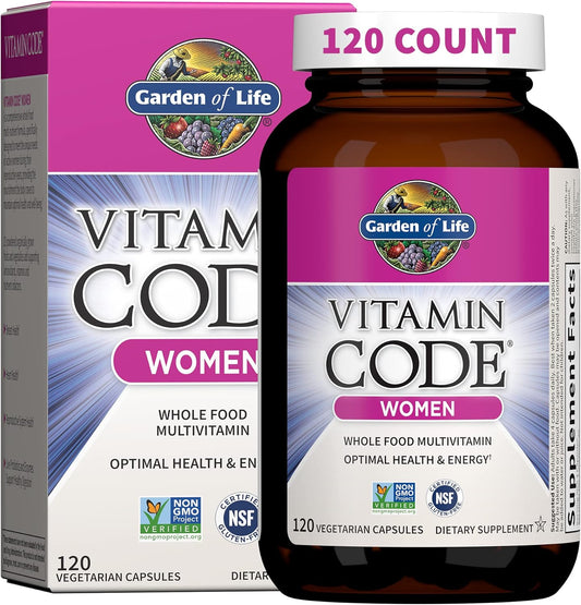 Garden of Life Multivitamin for Women, Vitamin Code Women's Multi - Whole Food Womens Multi Vitamins, Iron, Folate not Folic Acid, Vitamin A and Probiotics for Womens Energy, 120 Vegetarian Capsules