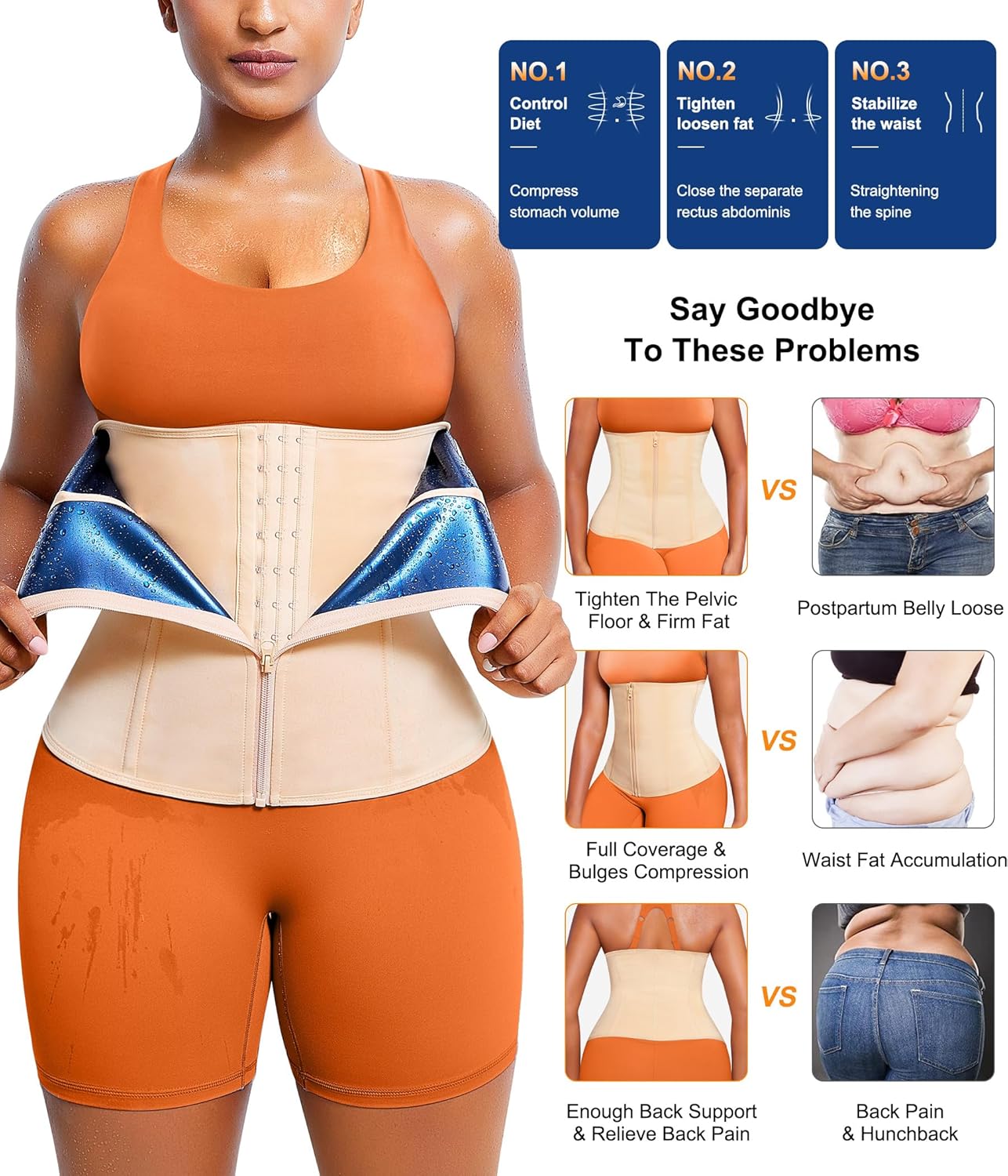 TrainingGirl Waist Trainer for Women Lower Belly Waist Trimmer Corset Tummy Wrap Workout Sweat Belt Band Sports Sauna Suit