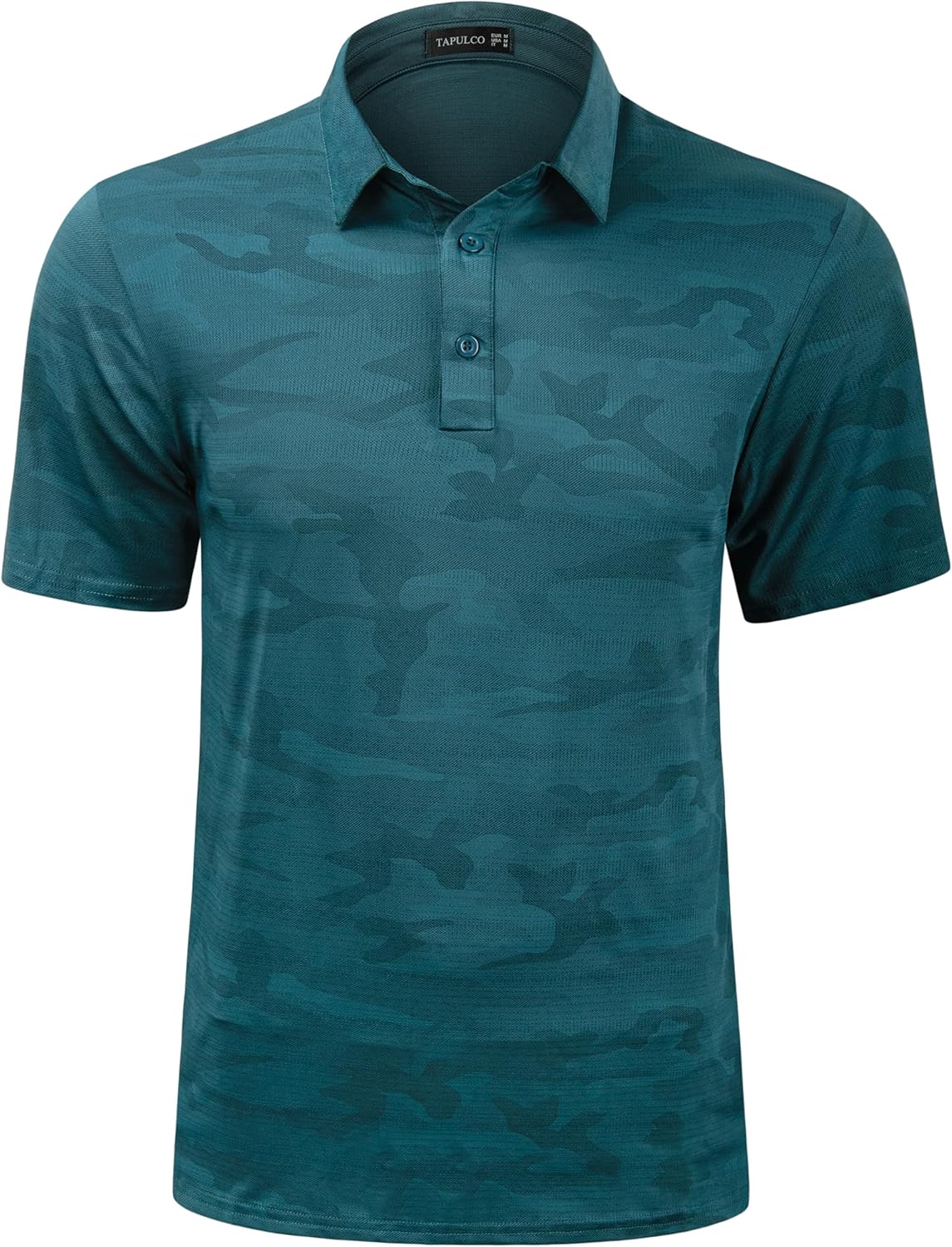 TAPULCO Mens Quick Dry Polo Shirts Camouflage Pattern Performance Athletic Lightweight Breathable Casual Golf Tshirts
