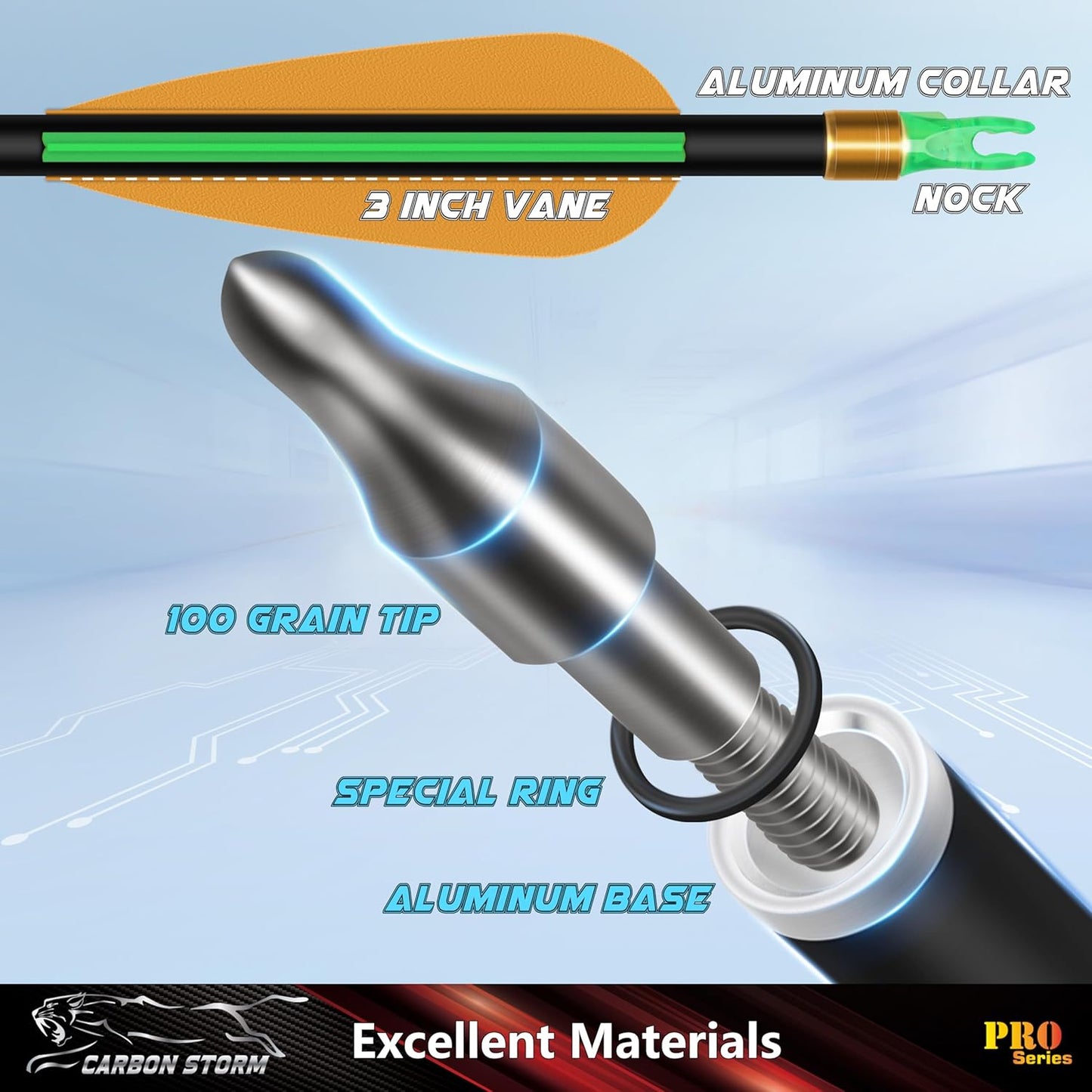 SUNYA 12-Pack 30 Inch Carbon Arrows Spine 500 or 400 for 40-60 LBS Bows｜Switch to Recurve/Compound Modes, Anti-Loose O-Ring & TPU Vanes for Hunting/Target Practice