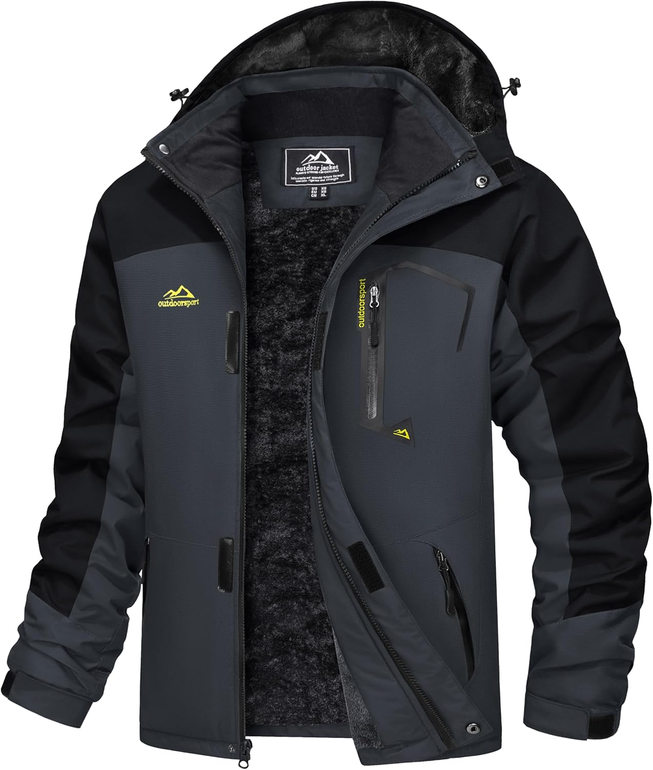 MAGCOMSEN Men's Winter Coats Water Resistant Ski Snow Jacket Warm Fleece Jacket Parka Raincoats With Multi-Pockets