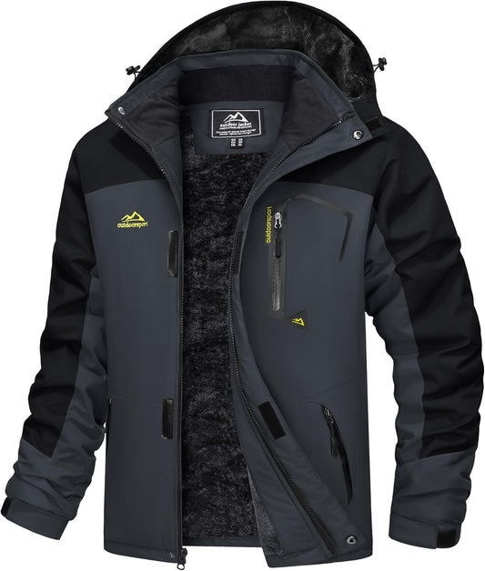 MAGCOMSEN Men's Winter Coats Water Resistant Ski Snow Jacket Warm Fleece Jacket Parka Raincoats With Multi-Pockets