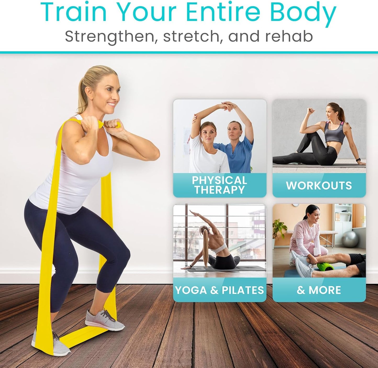 Vive Professional Resistance Bands - 25 Yard Non-Latex Roll for Physical Therapy, Lower and Upper Body Exercise Workout - Straight Elastic for Strength Training, Rehabilitation, Women, Men