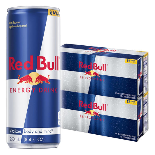 Red Bull Energy Drink with 80mg Caffeine plus Taurine & B Vitamins, 8.4 Fl Oz, 2 Packs of 12 Cans (Pack of 24)