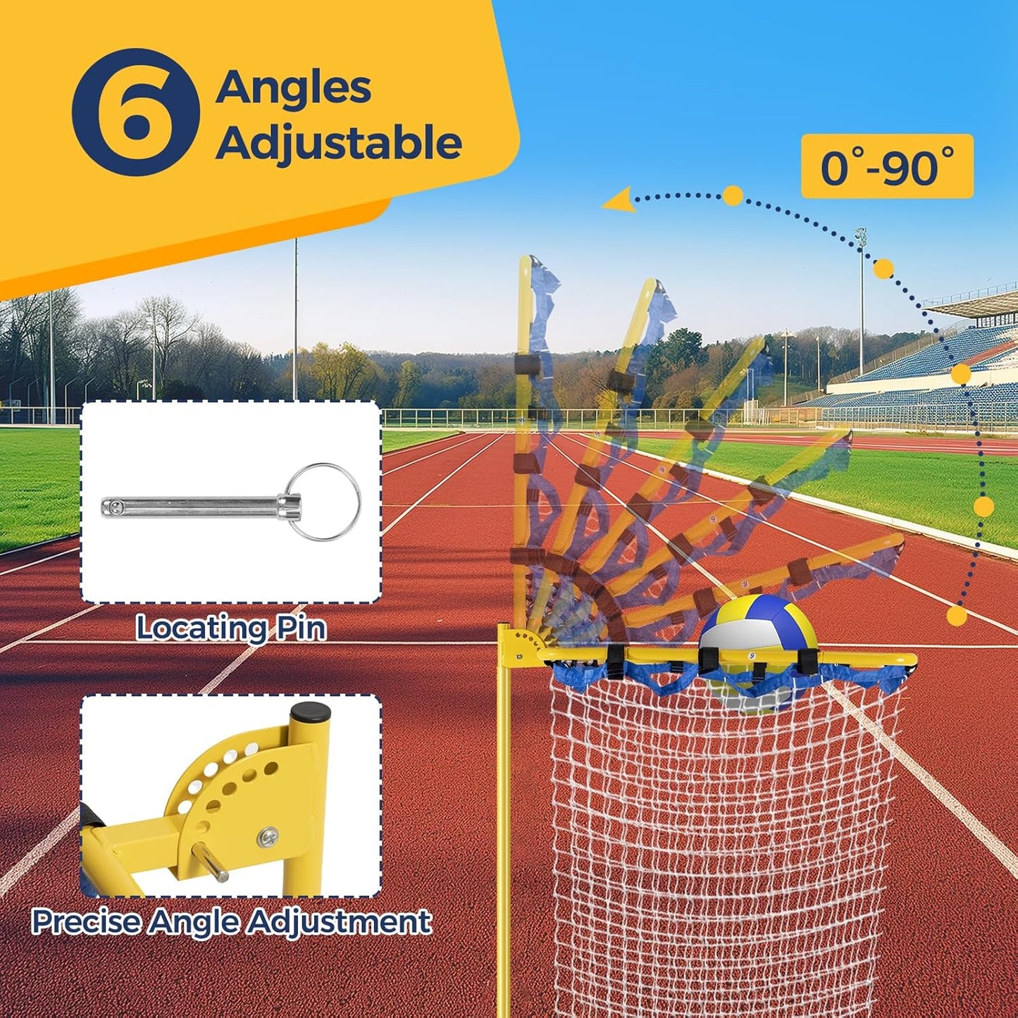 Volleyball Setter Training Equipment 8 Adjustable Heights,Sturdy and Durable 130inch Volleyball Setter Training Net 6 Adjustable Angles for Indoor and Outdoor Training