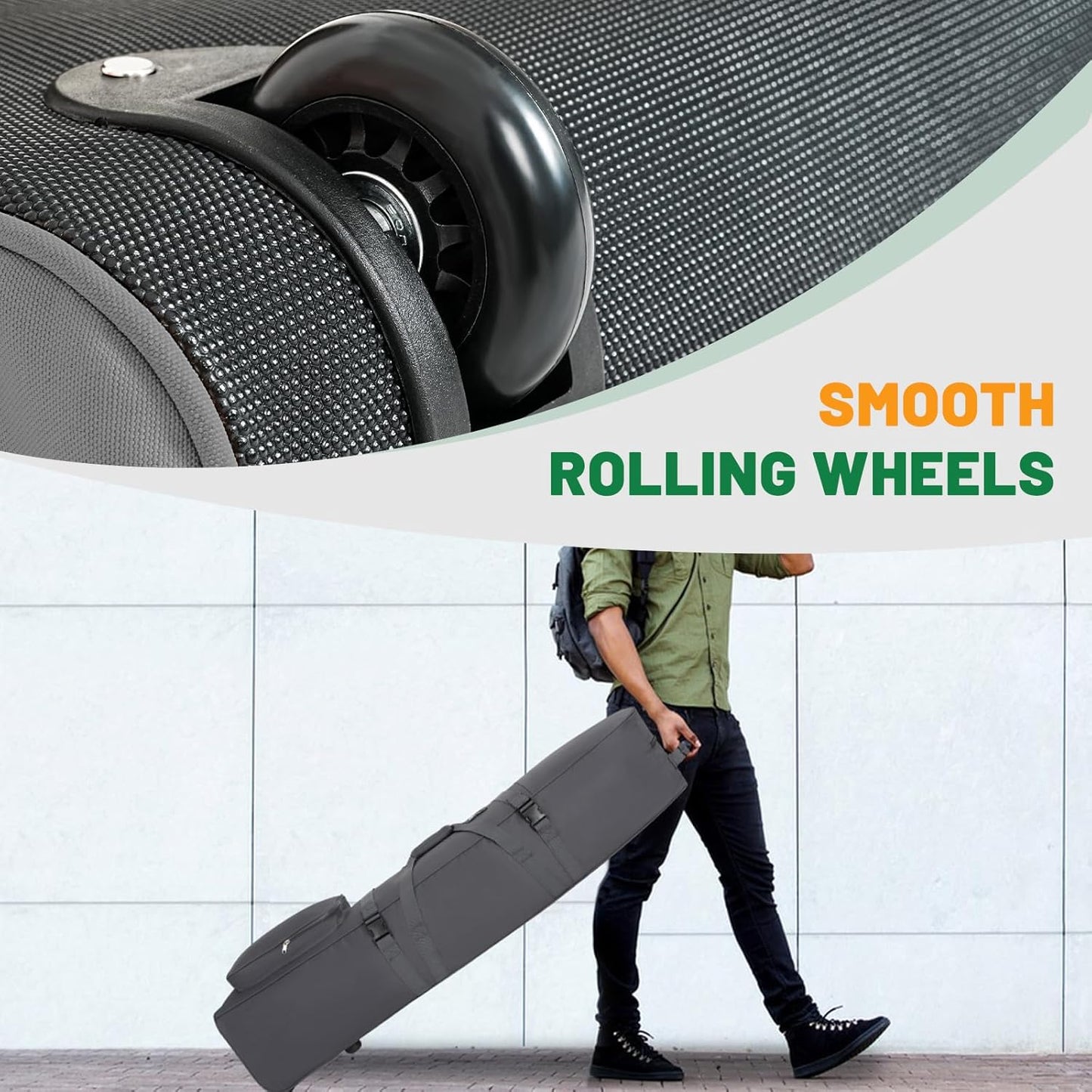 Golf Travel Bags for Airlines with Adjustable Support Rod and Detachable Shoulder Straps, Soft Foldable Golf Club Travel Covers, 900D Heavy Duty Oxford