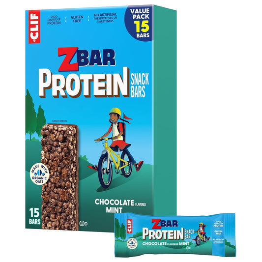CLIF Kid Zbar Protein - Chocolate Mint - Crispy Whole Grain Snack Bars - Made with Organic Oats - Non-GMO - 5g Protein - 1.27 oz. (15 Pack)