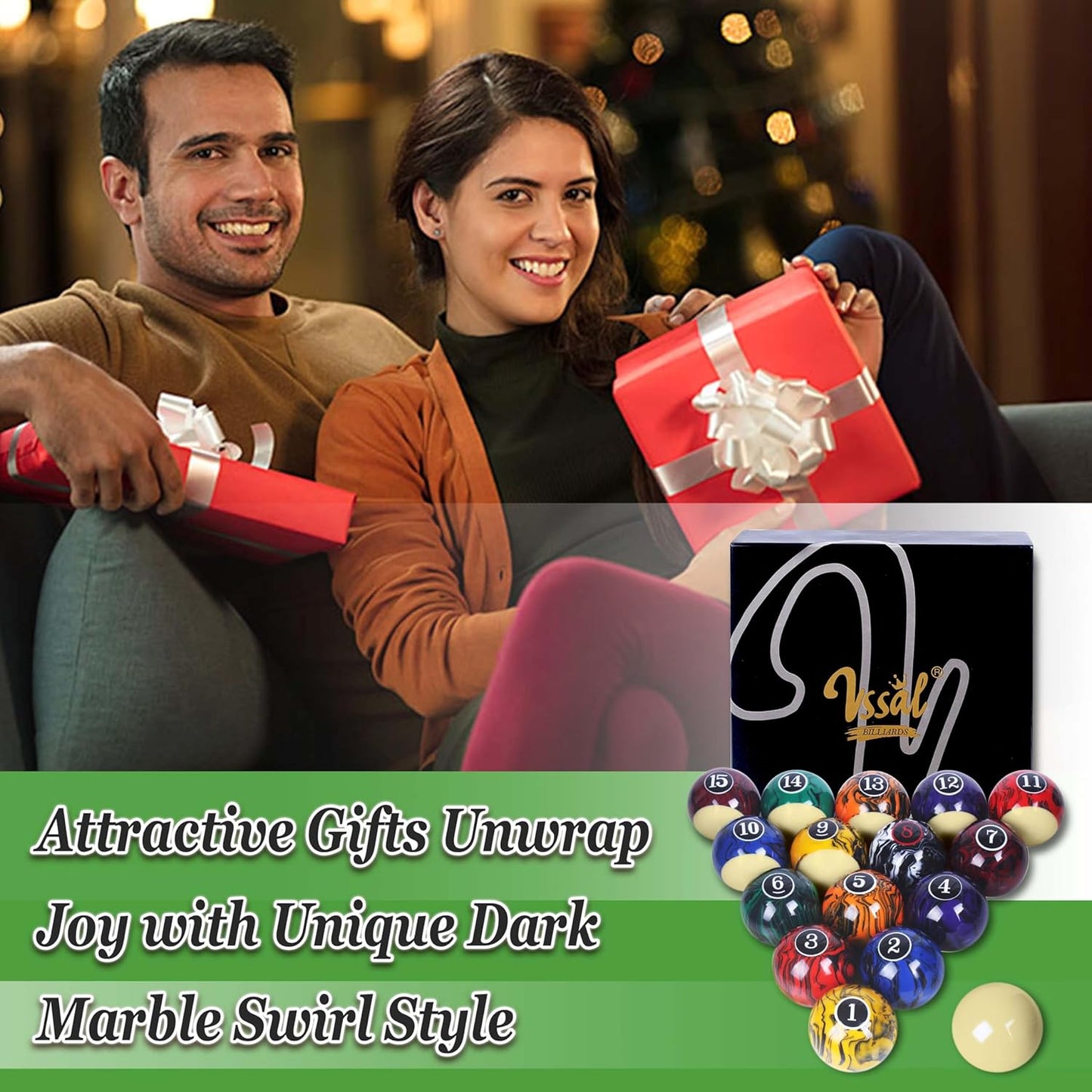 Billiard Balls Set Pool Table Balls Marble-Swirl Style 16 Ball Set