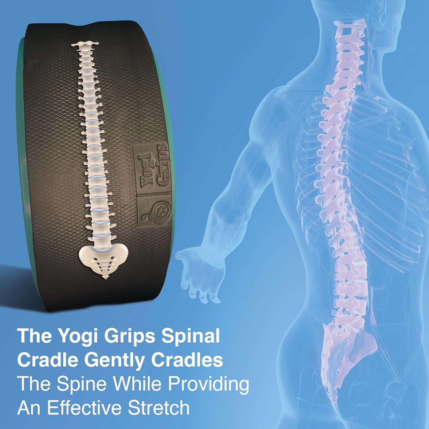 Back Roller Wheel- Foam Padded Back Stretcher Wheel with Center Spine Cradle-Back Pain & Stretching- Deep Tissue Massage Roller (Set of Four)