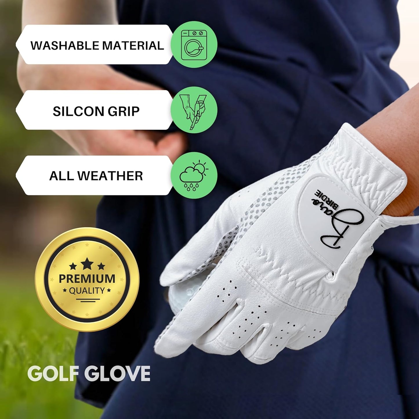 Left Hand Golf Gloves Women 2 Pack Girl Ladies Sports Silicon Non-Slip Extra Grip All Weather Season Tennis
