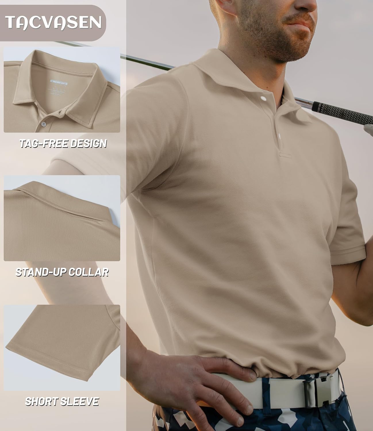 TACVASEN Mens Golf Shirt Dry Fit Mens Polo Shirts Short Sleeve Performance Golf Polos for Men with Collar Work Shirts