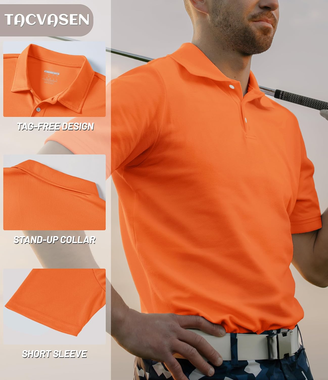 TACVASEN Mens Golf Shirt Dry Fit Mens Polo Shirts Short Sleeve Performance Golf Polos for Men with Collar Work Shirts