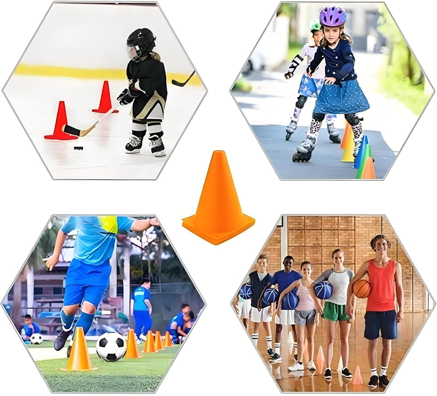 Soccer Cones (7 Inch 25 Pack), Agility Training Sports Cone Plastic with Carry Bag for Kids Football Basketball Drills Field Markers,