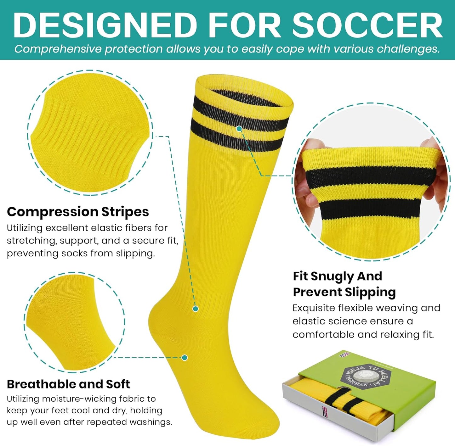 brooman Kids Firm Ground Soccer Cleats Boys Girls Football Cleats with Soccer Socks