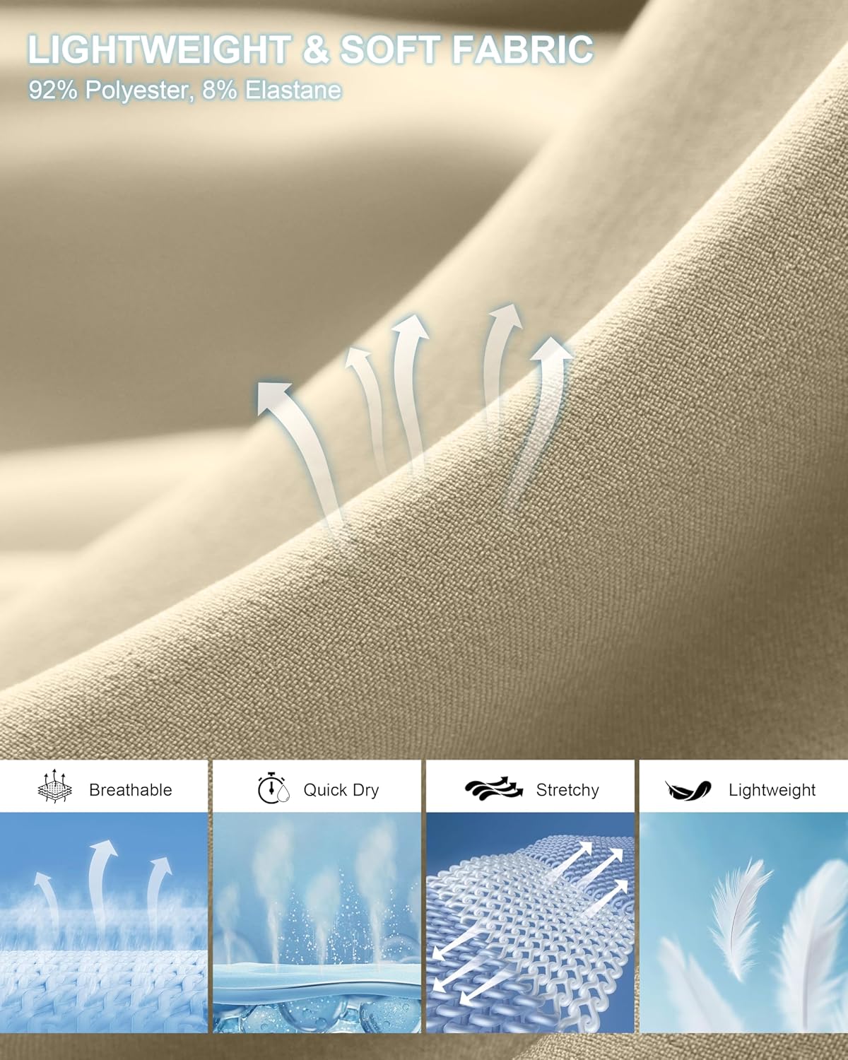 Pudolla Men's Casual Shorts 7"/9" Lightweight Golf Shorts with 3 Pockets Stretch Quick Dry Comfy Work Shorts