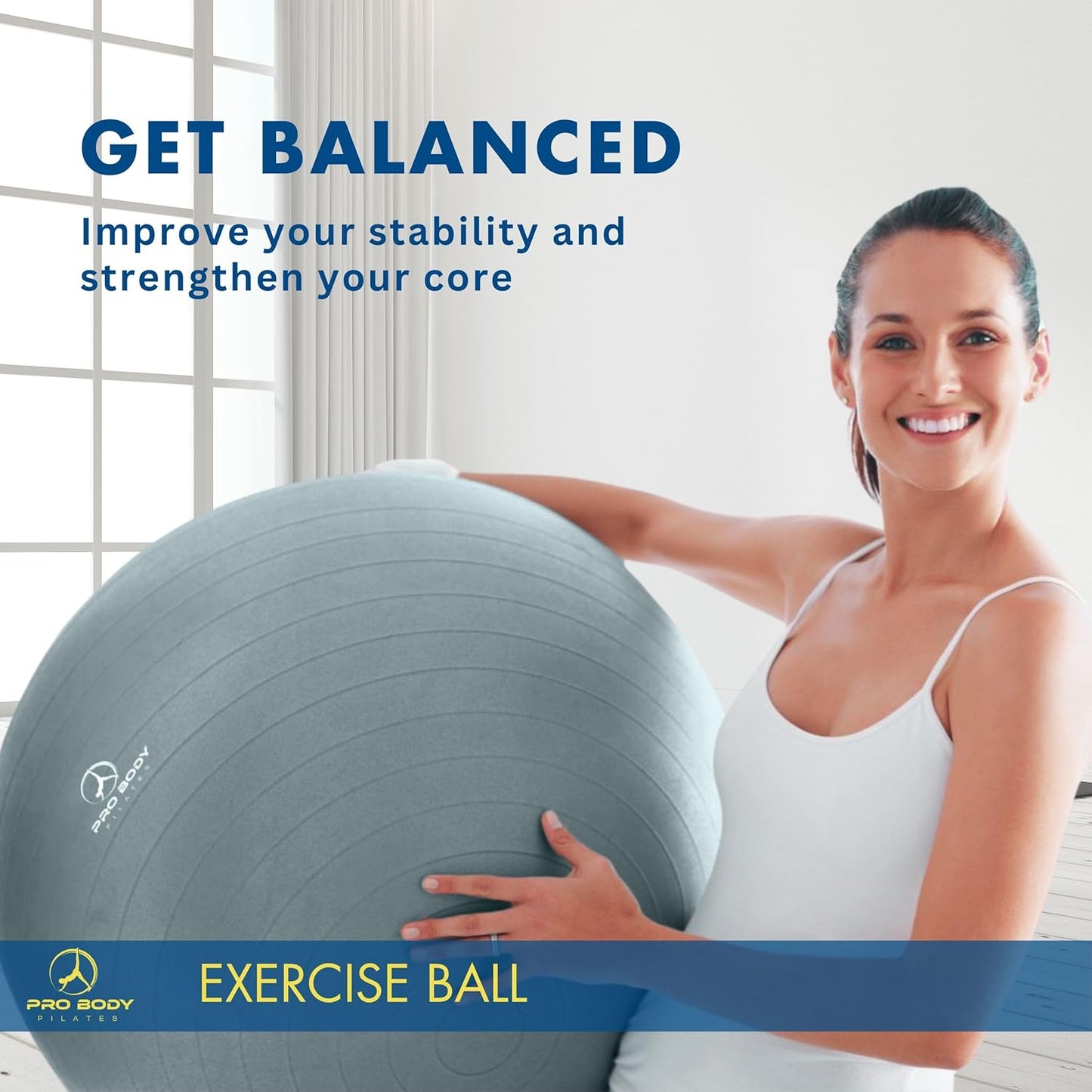 ProBody Pilates Yoga Ball - Fresh Colors Exercise Ball for Stability, Pregnancy, Workout & Physical Therapy