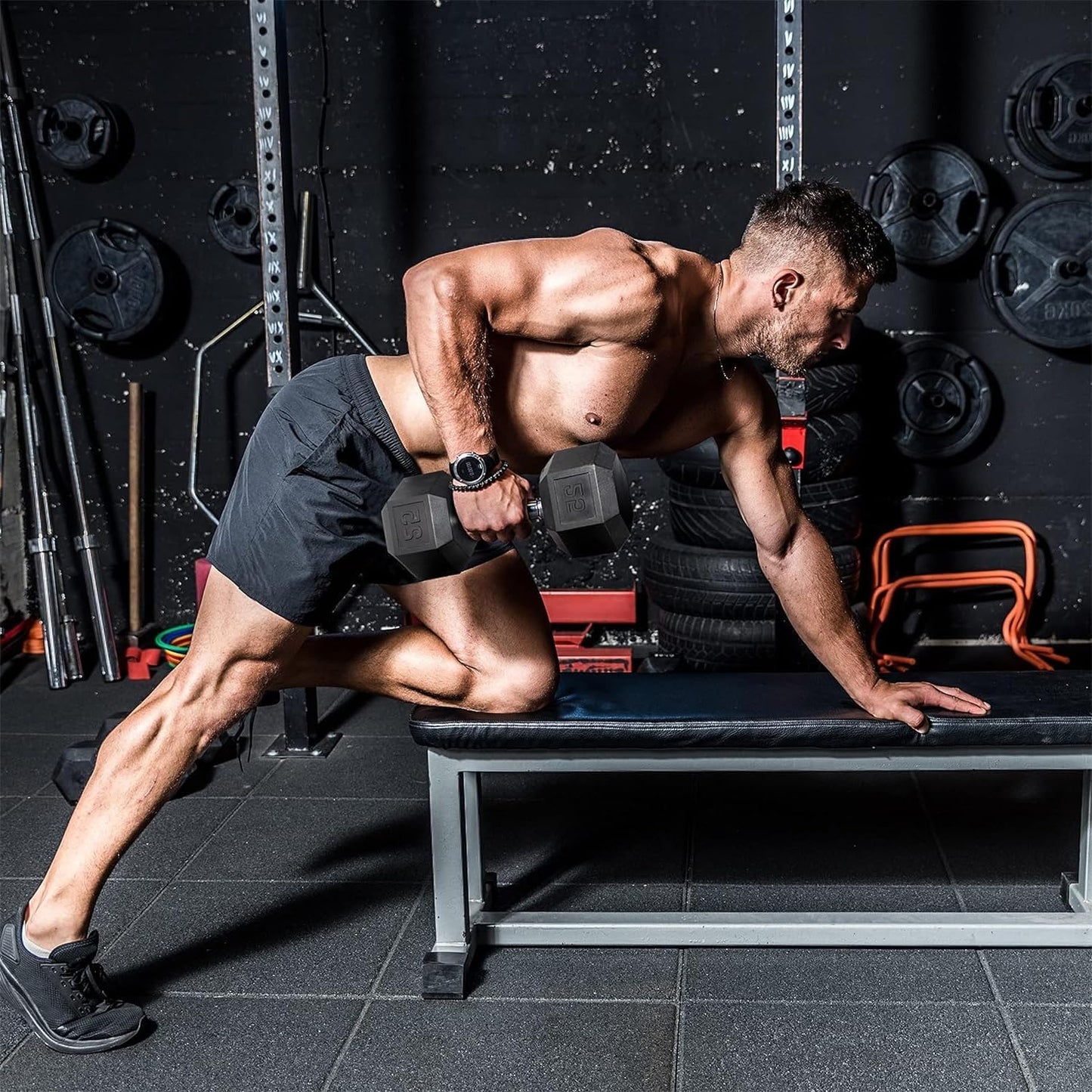 350 lb/450 lb/550 lb Weight Dumbbell Set with Rack Rubber Hex Dumbbell with Rack Hand Weights Set for Women Men Complete Weight Set Barbell Coated for Exercise Training 5-50 lb