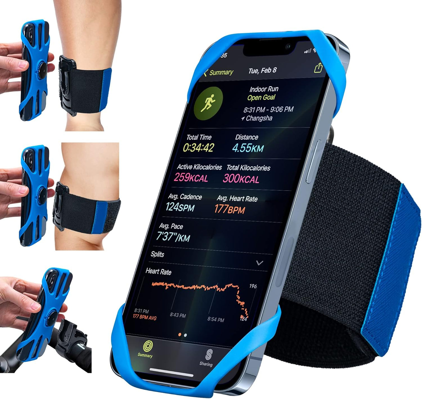 Cikyner Running Armband : 3 in 1 Sports Phone Holder - 360 Rotatable & Detachable for 4.5-7'' iPhone - Gym Running Hiking