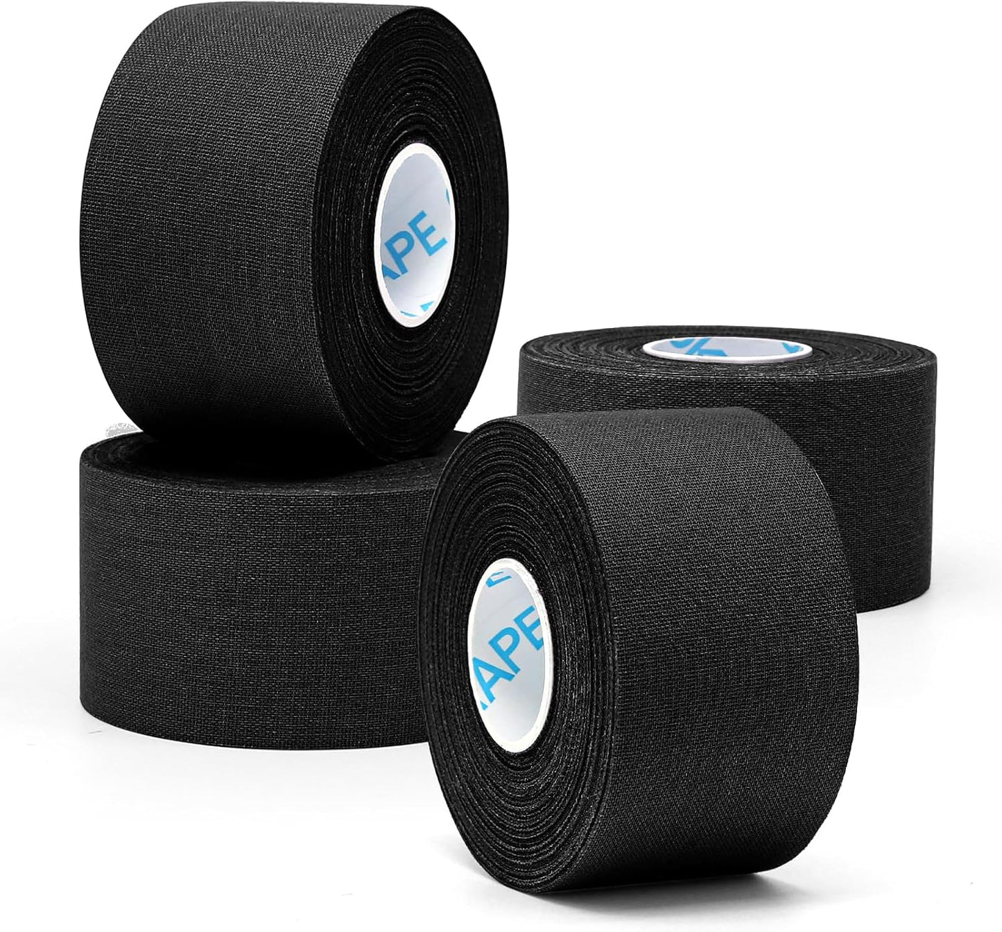 OK TAPE 4 Rolls Black Athletic Tape, Sports Tape, Very Strong Easy Tear Wrist Ankle Tape, No Sticky Residue | Athletes, Medical, Athletic Trainers- 1.5inch x 15yards