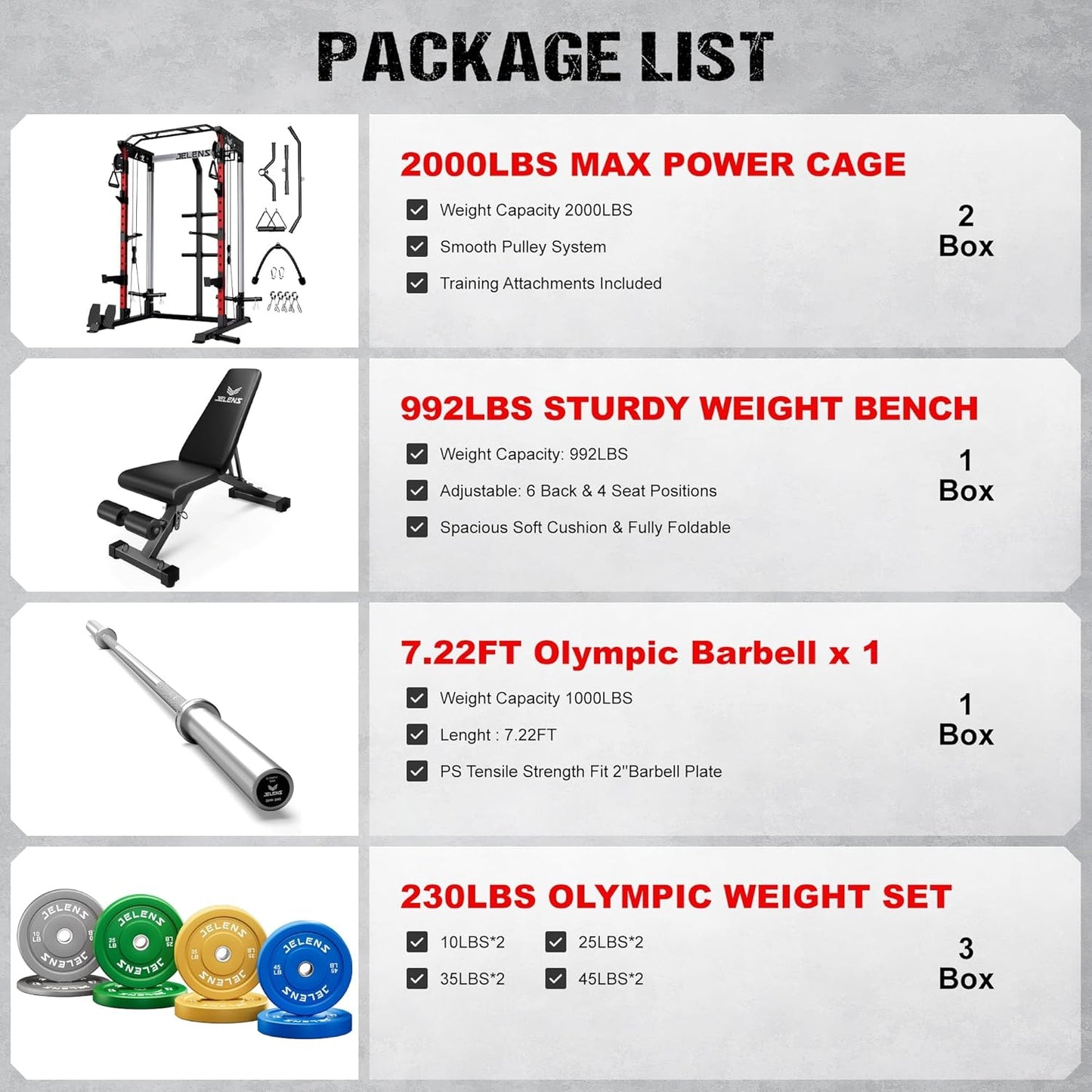 Power Cage, 2000LBS Multi-Function C21 Power Rack with Dual Pulley Cable Crossover System, All-in-One Squat Rack with More Training Attachments