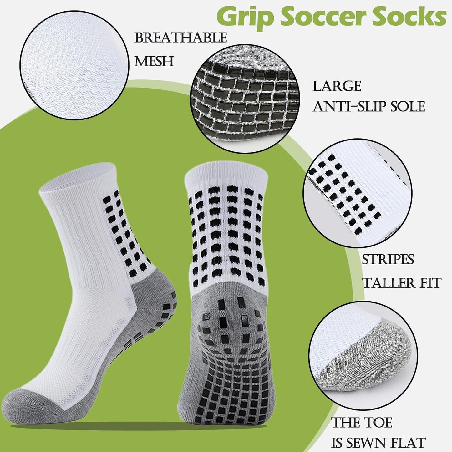2 Pair Kids Grip Soccer Socks and 2 Pair Shin Guard Sleeves,1 Pack Shin Guards and 4 Shin Straps for Soccer Football Sports