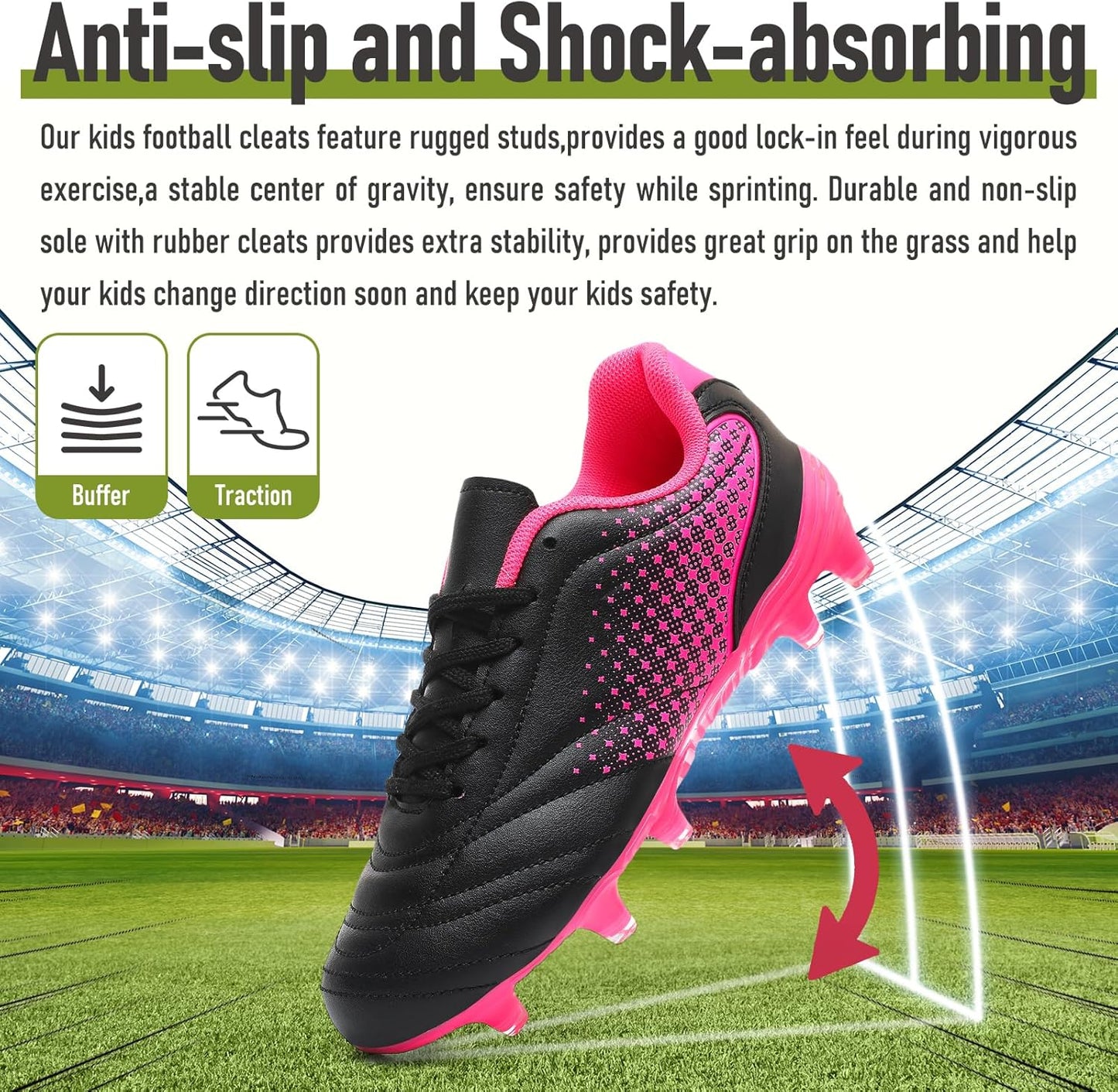 LIZRHA Soccer Shoes for Boys Girls Soccer Cleats Boys Girls Kids Athletic Outdoor Football Shoes Youth Football Cleats Outdoor & Indoor Soccer Shoes Lightweight, Running & Training for Students