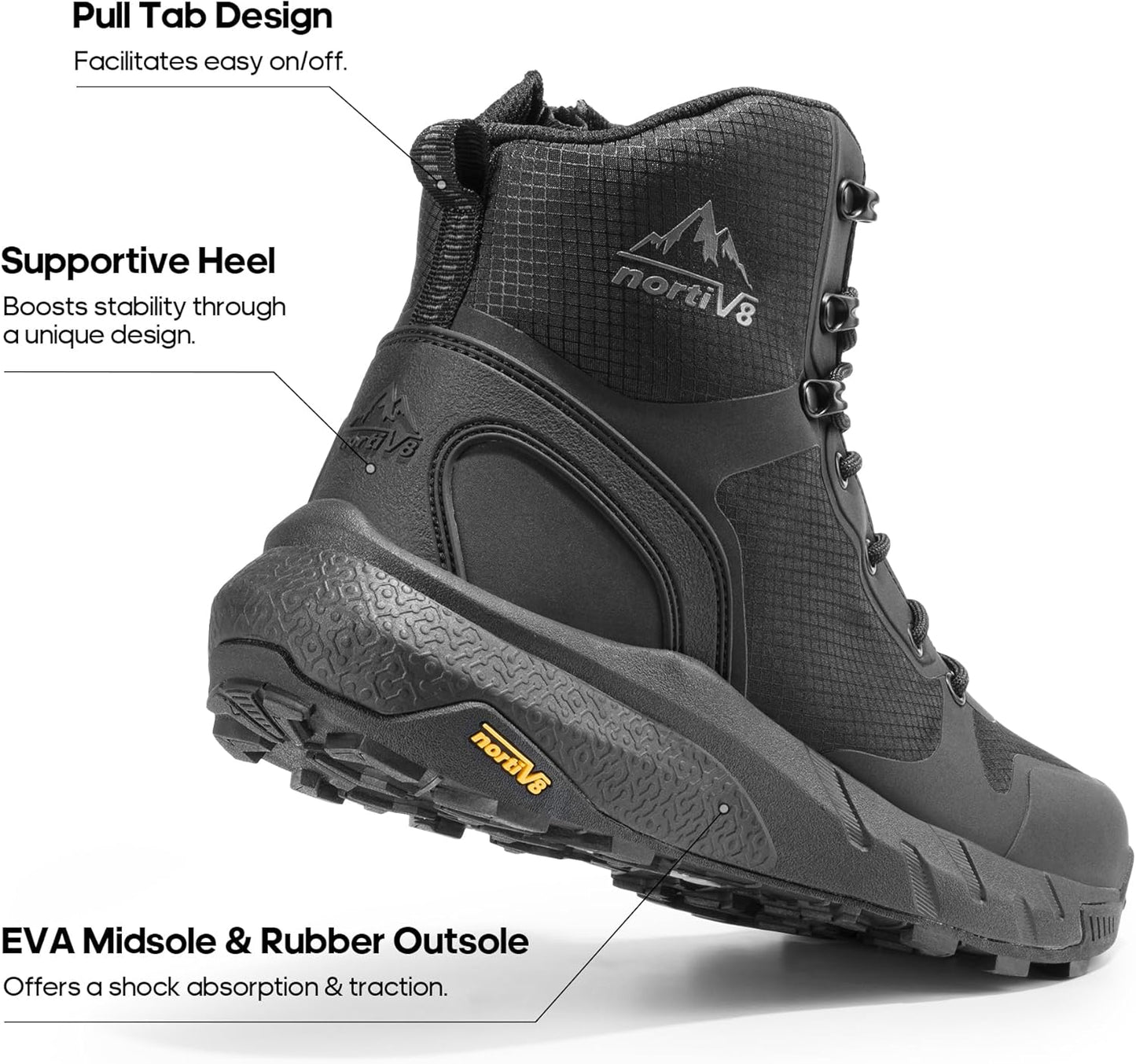 NORTIV 8 Men's Military Tactical Boot Lightweight Comfortable Boots for Work All Day Side Zipper Motorcycle Combat Hiking Boots Metrostrike(8-9 Inches)