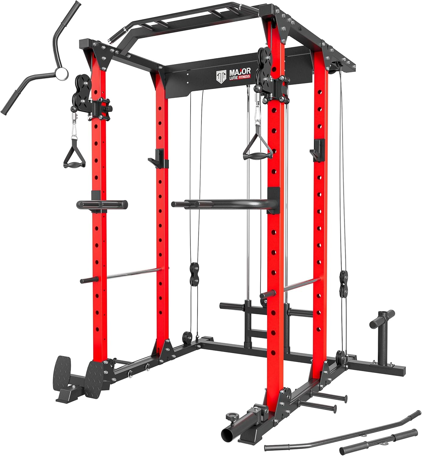 MAJOR FITNESS PLM03 Power Rack - 1400LBS Home Gym with Cable Crossover, Pull-Up Bar & Landmine, Strength Training Equipment