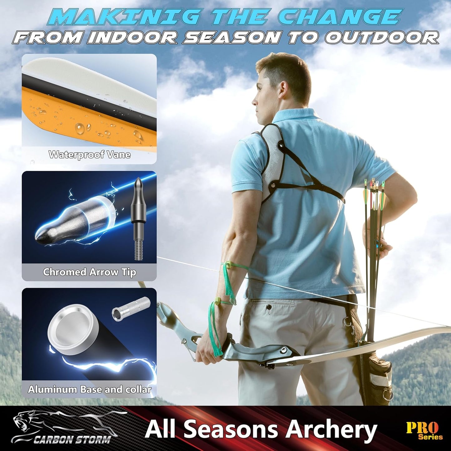 SUNYA 12-Pack 30 Inch Carbon Arrows Spine 500 or 400 for 40-60 LBS Bows｜Switch to Recurve/Compound Modes, Anti-Loose O-Ring & TPU Vanes for Hunting/Target Practice