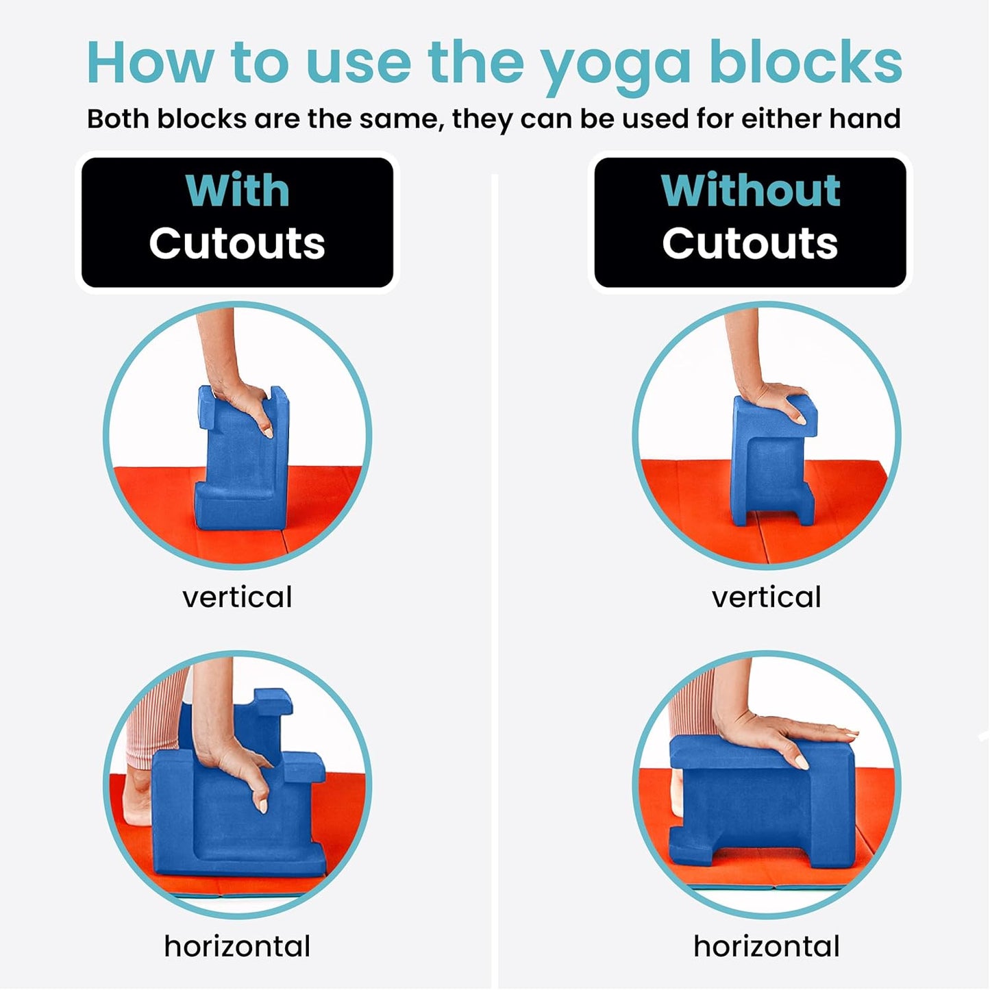 Ergo Yoga Blocks, Relieve Wrist Pain, Improve Comfort and Grip, Contoured Design, Pilates Exercise Balance & Stretching