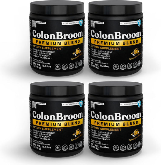 ColonBroom Premium Weight Management Supplement (Strawberry) - Colon Broom Psyllium Husk Fiber Powder Drink - Gluten Free, Non-GMO Colon Cleanse for Bloating Relief & Gut Health, 200 Servings