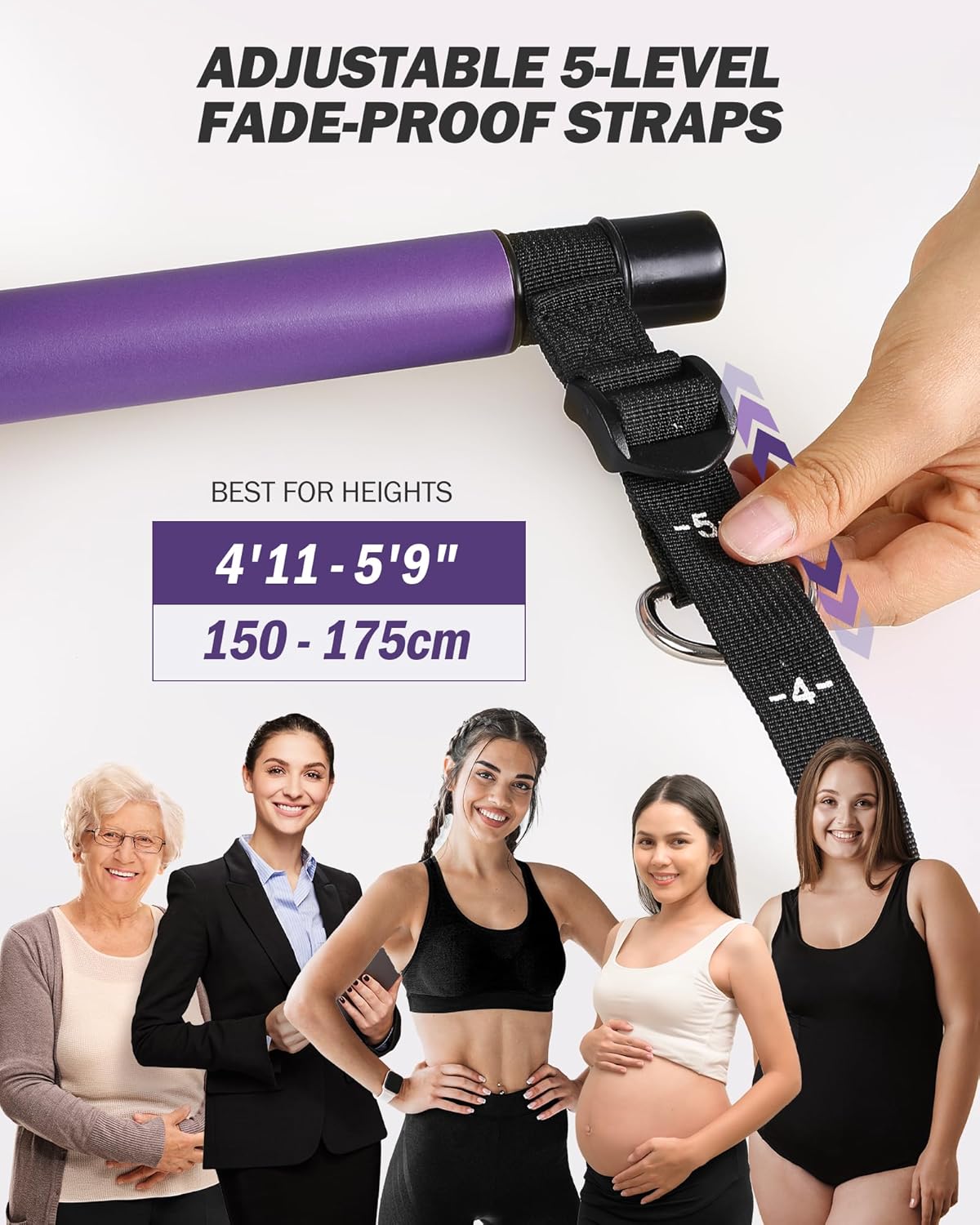 Upgraded Pilates Bar Kit with Resistance Bands Natural Latex for Women & Men, Heavy-Duty Stainless Steel Multifunctional Yoga Pilates Stick for Home Gym Exercise Fitness Equipment Full-Body Workouts