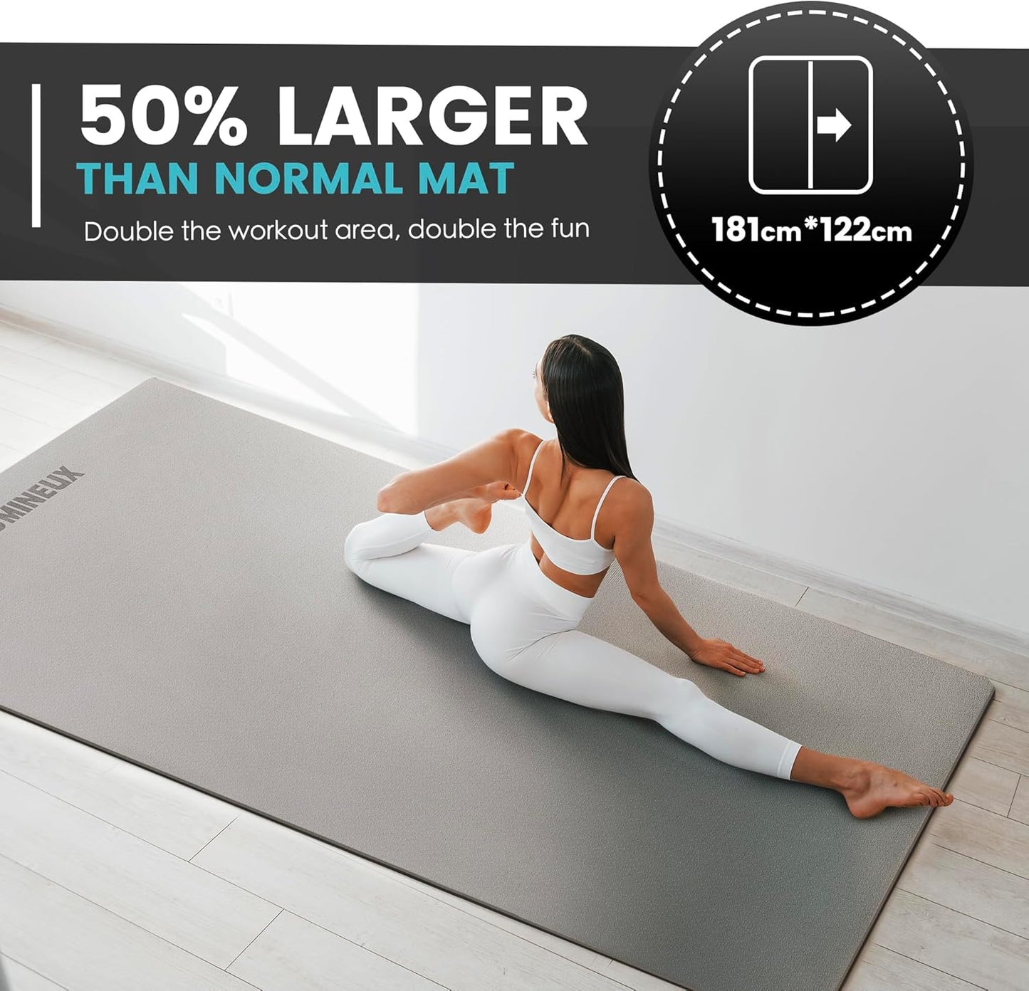 Large Yoga Mat for Men and Women 1/4 & 2/5 Inch Extra Thick TPE Fitness Mat for Home Gym Workout, Non-Slip, Eco Friendly Exercise Mat for Yoga, Pilates, Stretching, Meditation