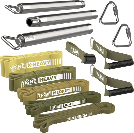 Long Resistance Bands for Working Out Men and Women - Set of 5 Pull-Up Bands, Rubber Handles and Door Anchor - Workout Bands Resistance for Men - Exercise Bands Resistance Bands Set