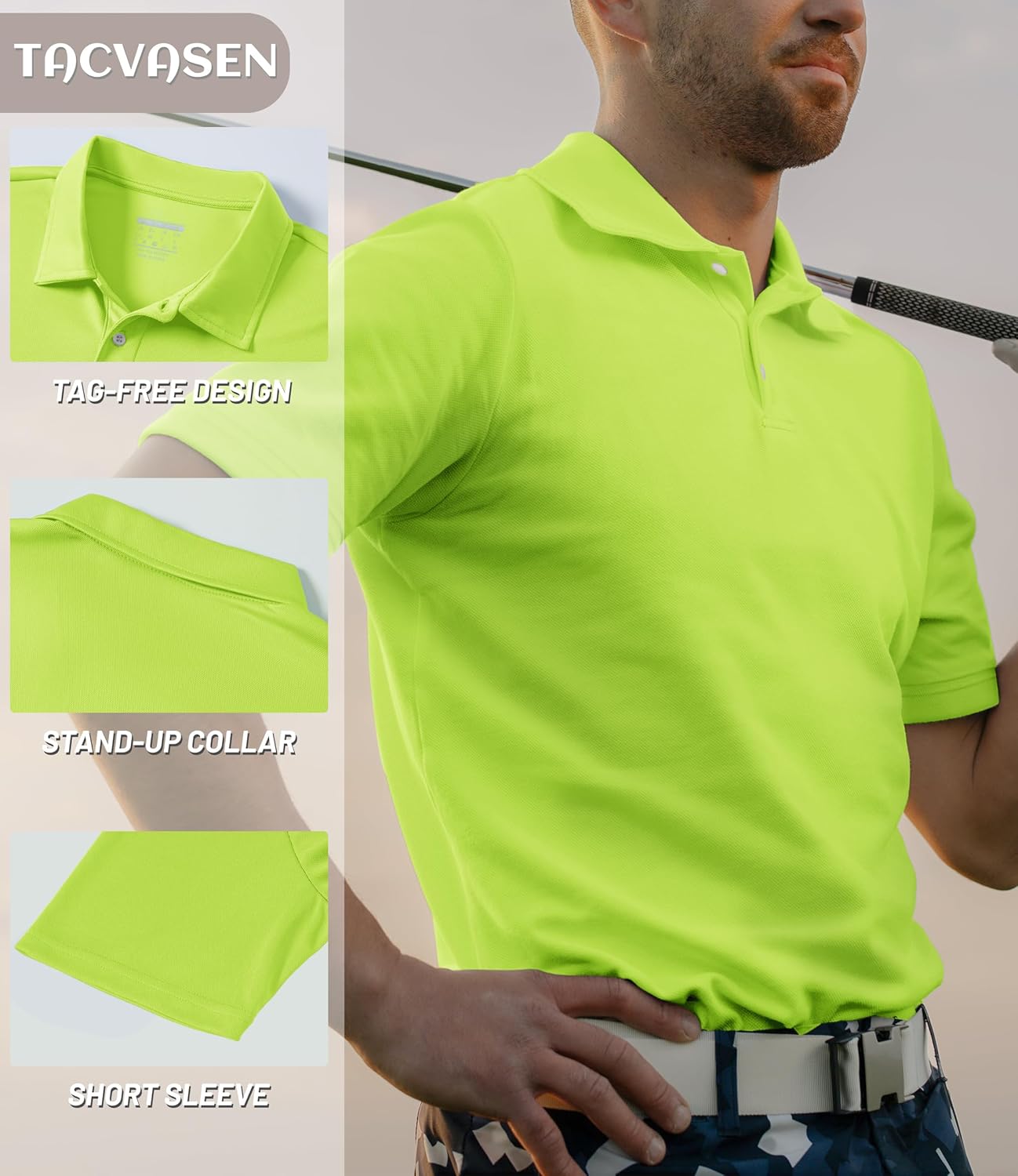 TACVASEN Mens Golf Shirt Dry Fit Mens Polo Shirts Short Sleeve Performance Golf Polos for Men with Collar Work Shirts