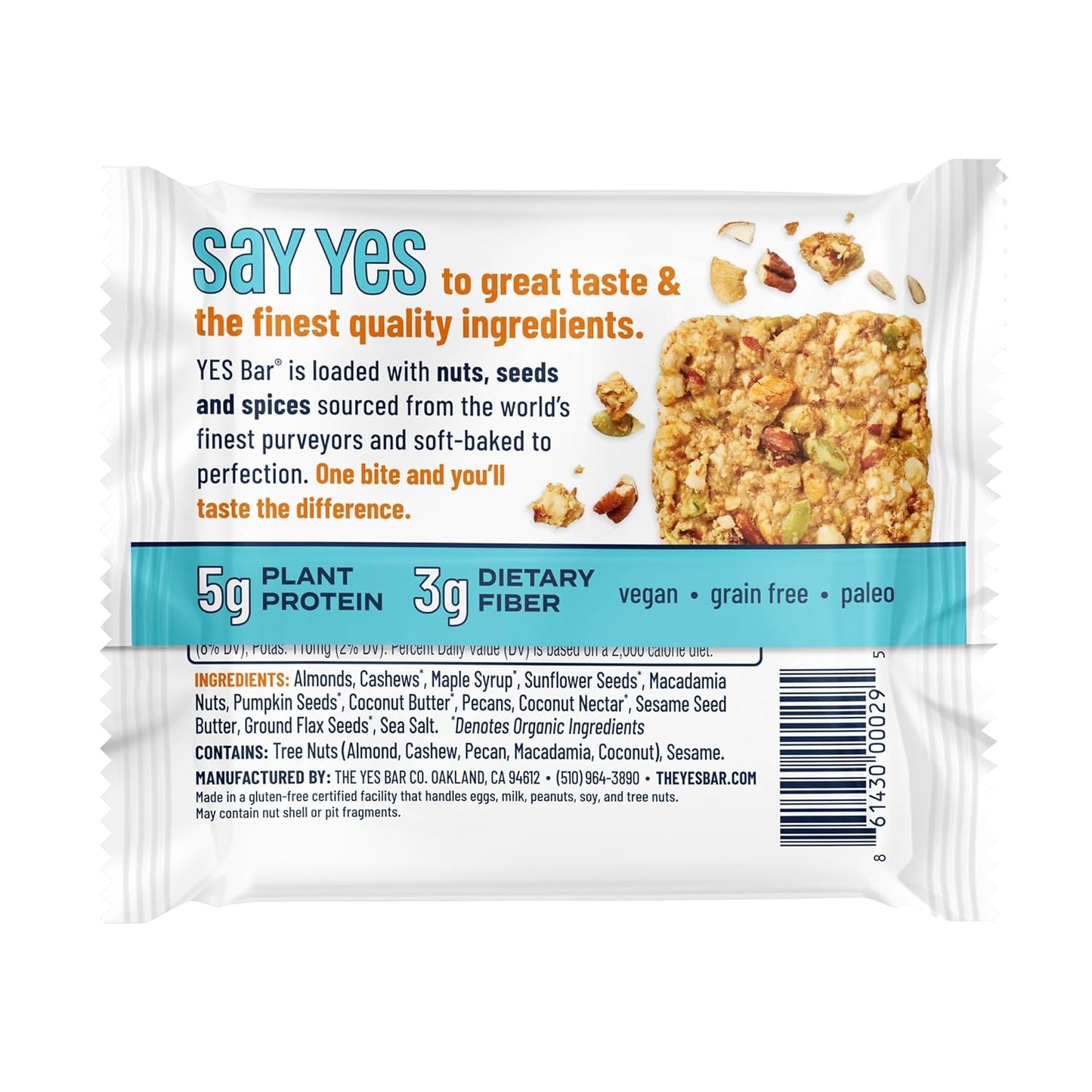 The YES Bar – Salted Maple Pecan – Plant Based Protein, Decadent Snack Bar – Vegan, Paleo, Gluten Free, Dairy Free, Low Sugar, Healthy Snack, Breakfast, Low Carb, Keto Friendly (24 Count)