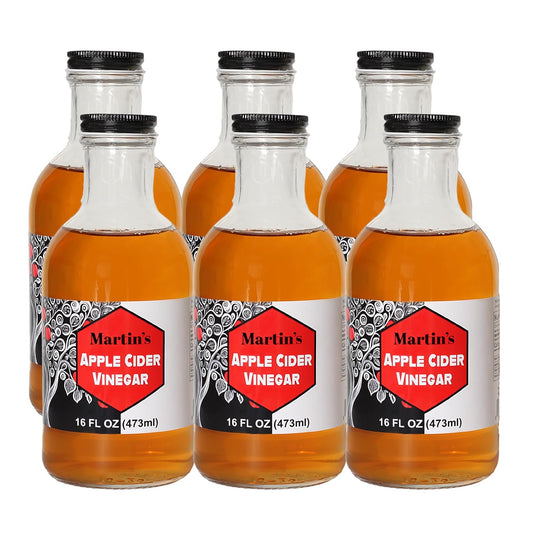 Slide Ridge Martin's Honey Apple Cider Vinegar | Crispy & Sweet | Wellness, Kitchen, & Household Staple | 16 oz (Pack of 6)