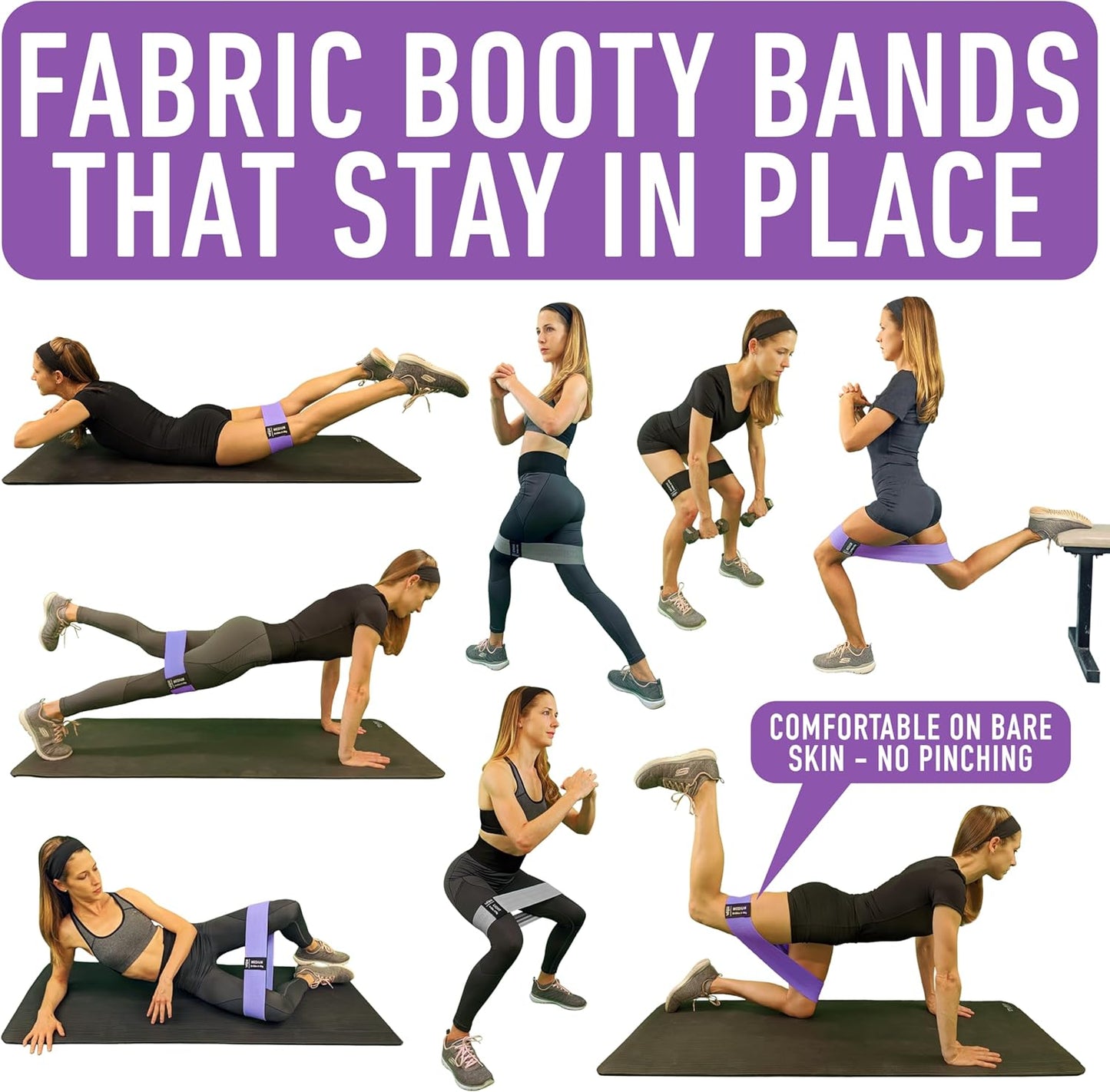 Resistance Bands for Working Out with Workout Bands Guide. 4 Booty Bands for Women Men Fabric Elastic Bands for Exercise Bands Resistance Bands for Legs Bands for Working Out Hip Thigh Glute Bands Set