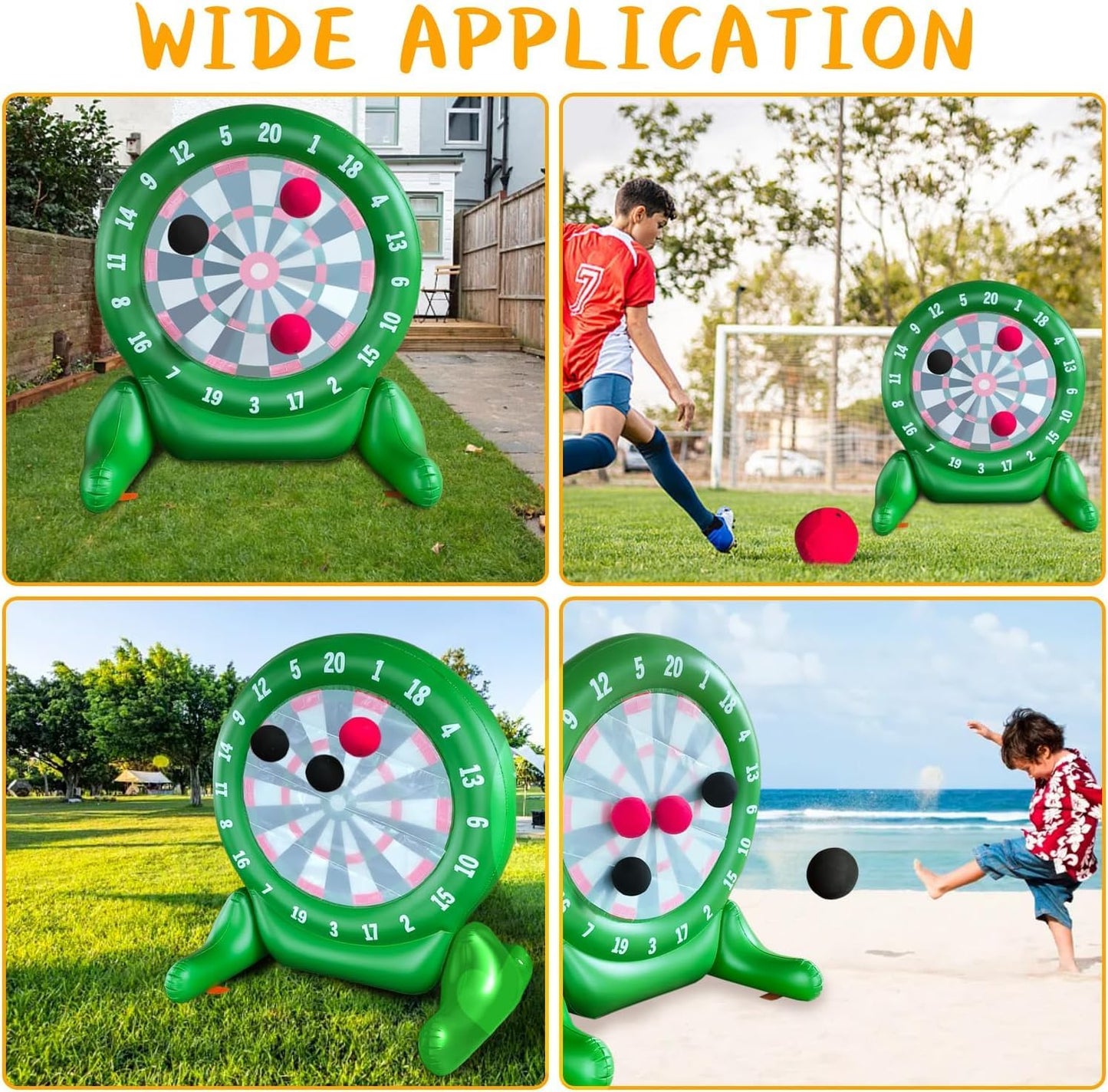 6Ft Tall Giant Kick Darts Games Inflatable Giant Kick Darts Games,Jumbo Outdoor Soccer Green Target Dartboard with Soccer Balls and Air Pump for Sports